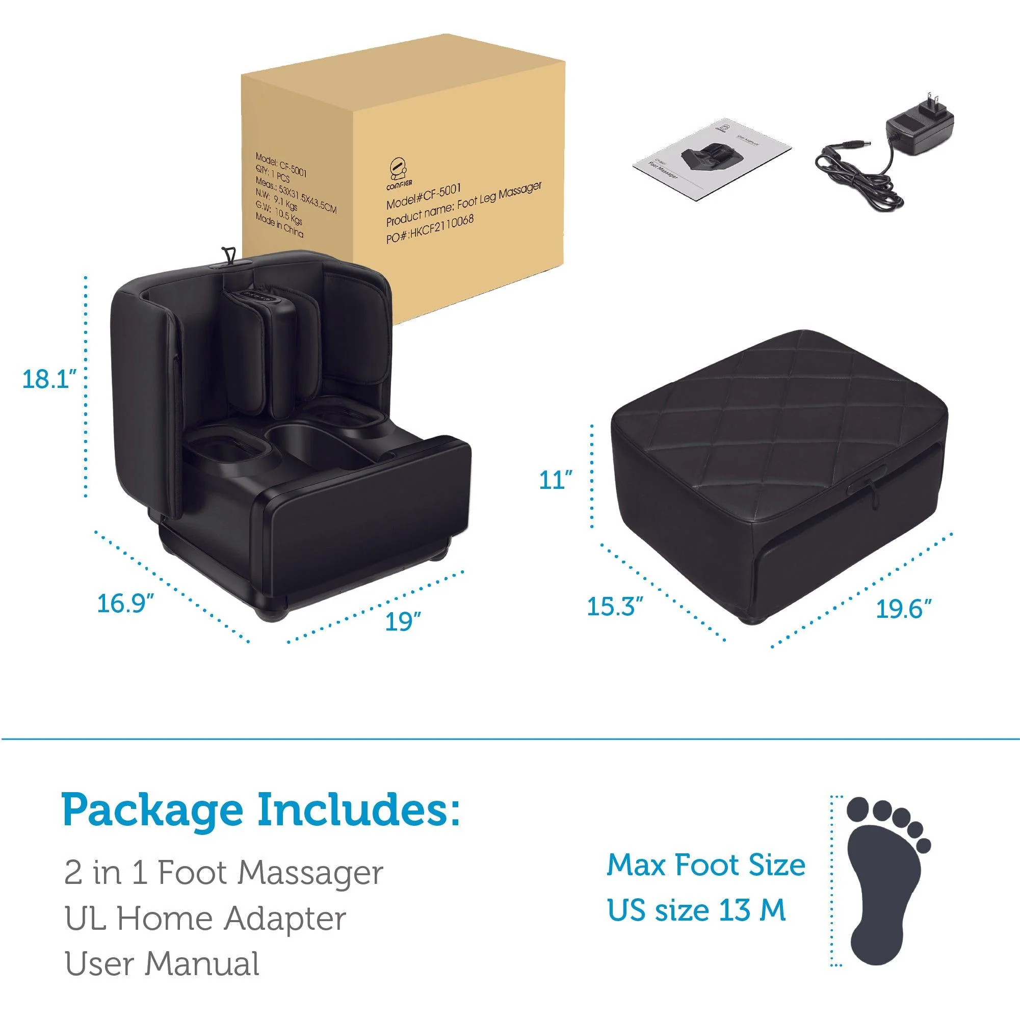 2-in-1 Foot And Calf Massager & Foot Rest - 5001 - Image 9