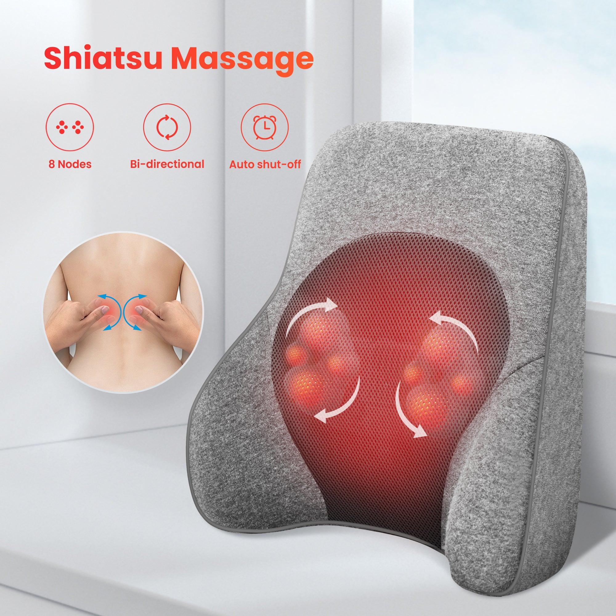 Memory Foam Back Lumbar Support Pillow with 4 Shiatsu Massage Heads - 1503S - Image 4