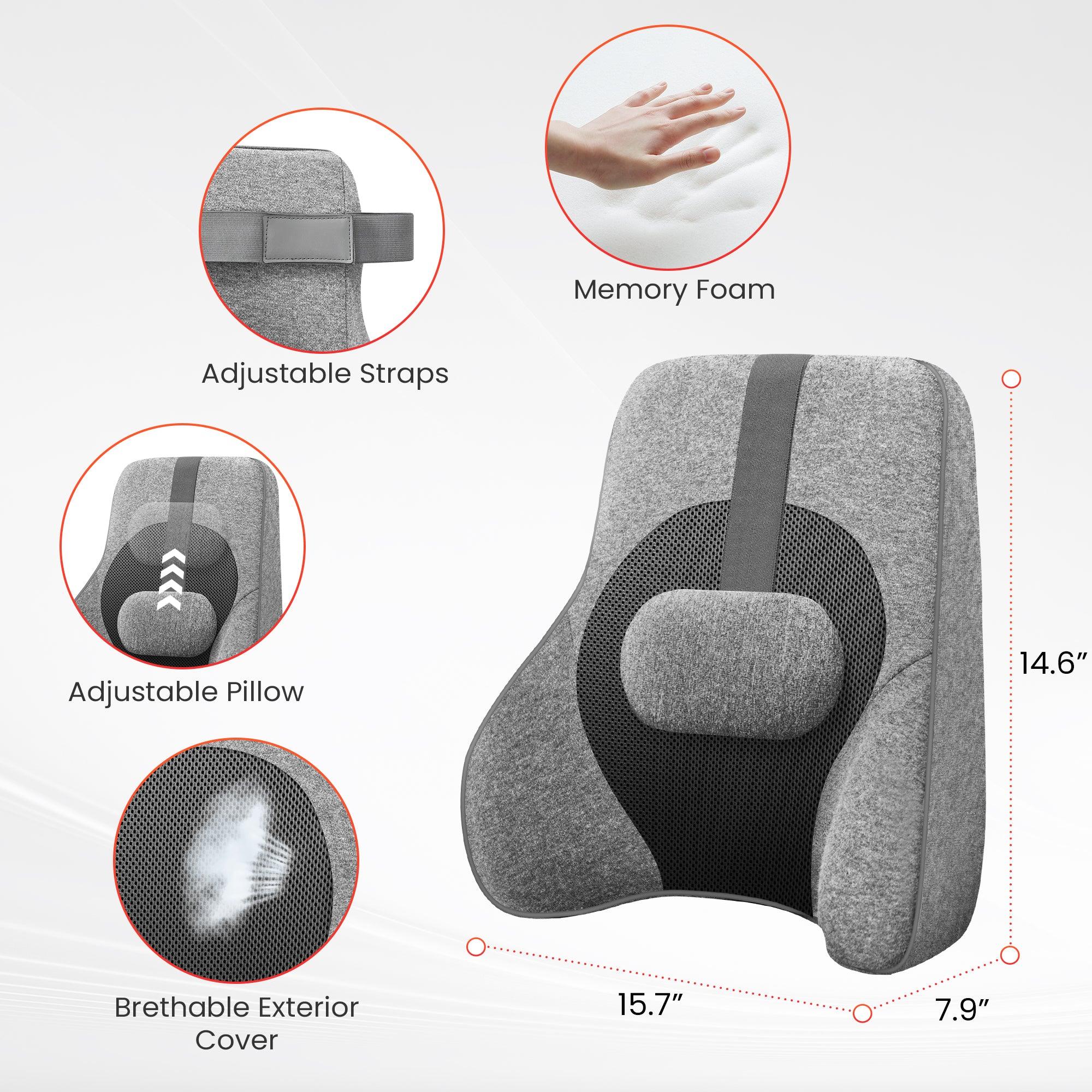 Memory Foam Back Lumbar Support Pillow with 4 Shiatsu Massage Heads - 1503S - Image 8