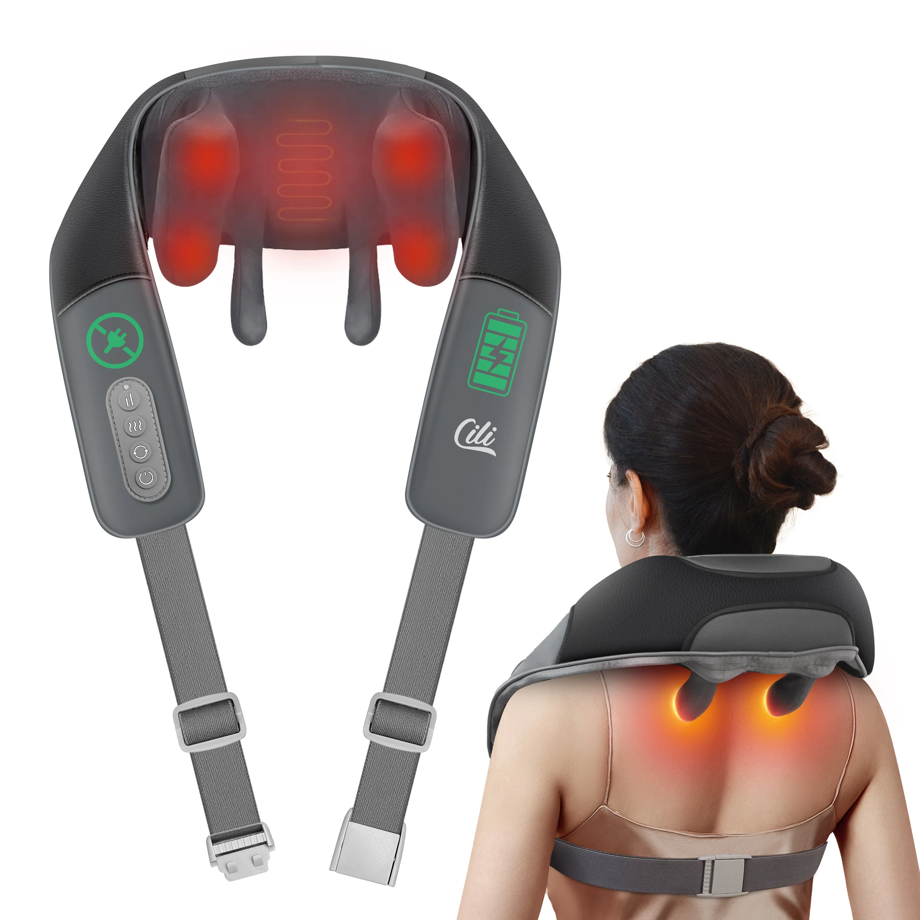CILI Cordless Neck Massager with Heat, 4D Shiatsu Neck Shoulder Massager - 6826
