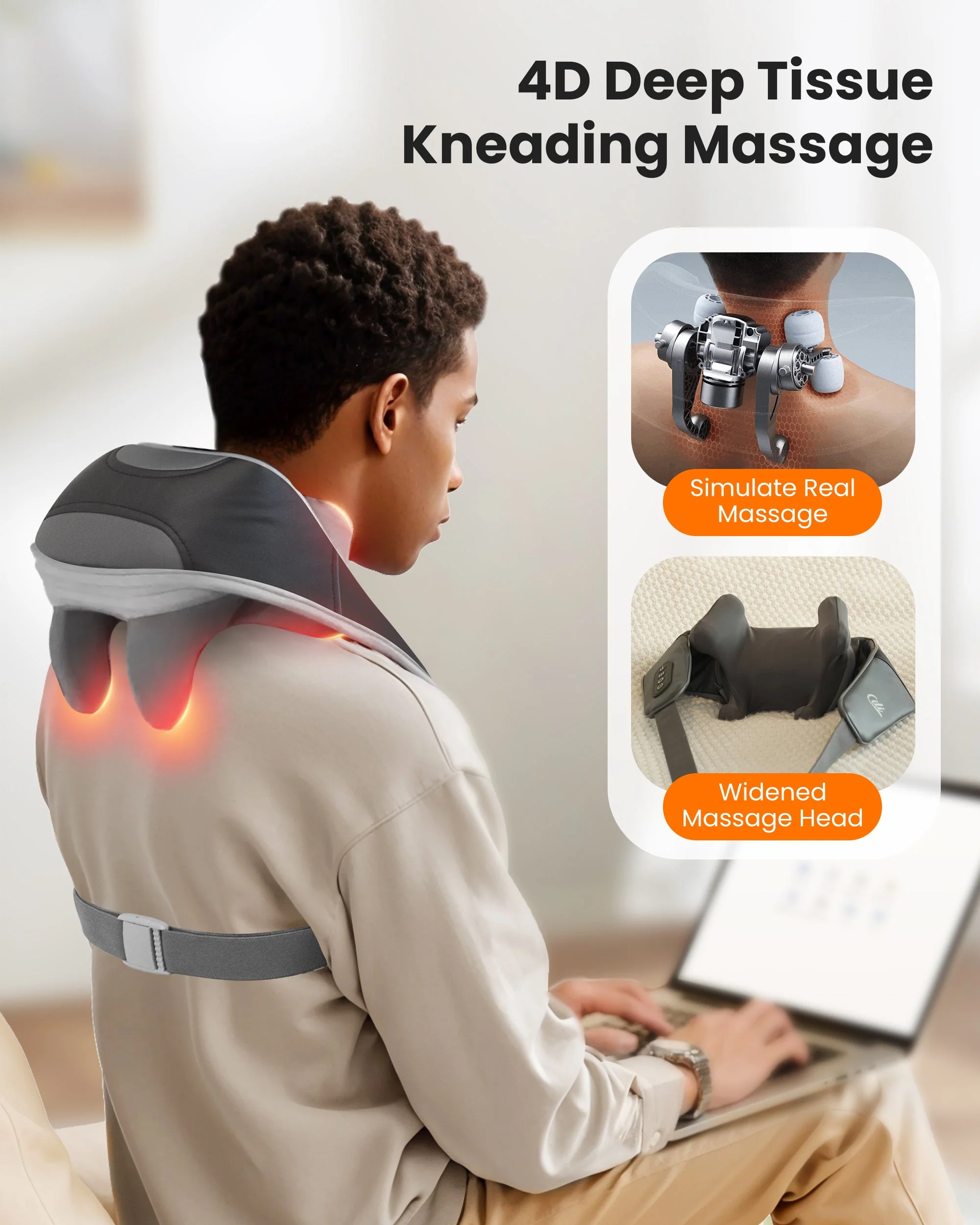 CILI Cordless Neck Massager with Heat, 4D Shiatsu Neck Shoulder Massager - 6826 - Image 5