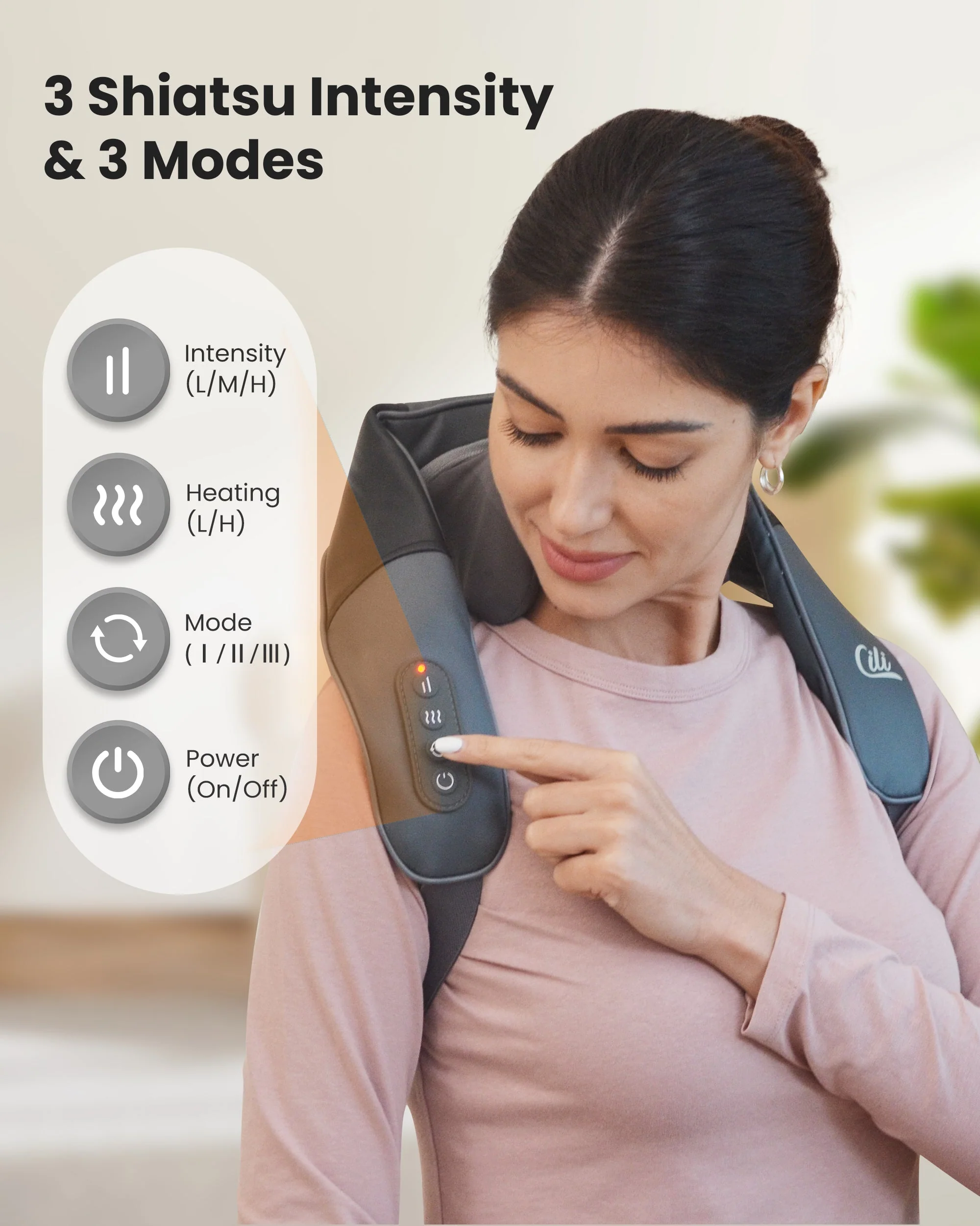CILI Cordless Neck Massager with Heat, 4D Shiatsu Neck Shoulder Massager - 6826 - Image 6