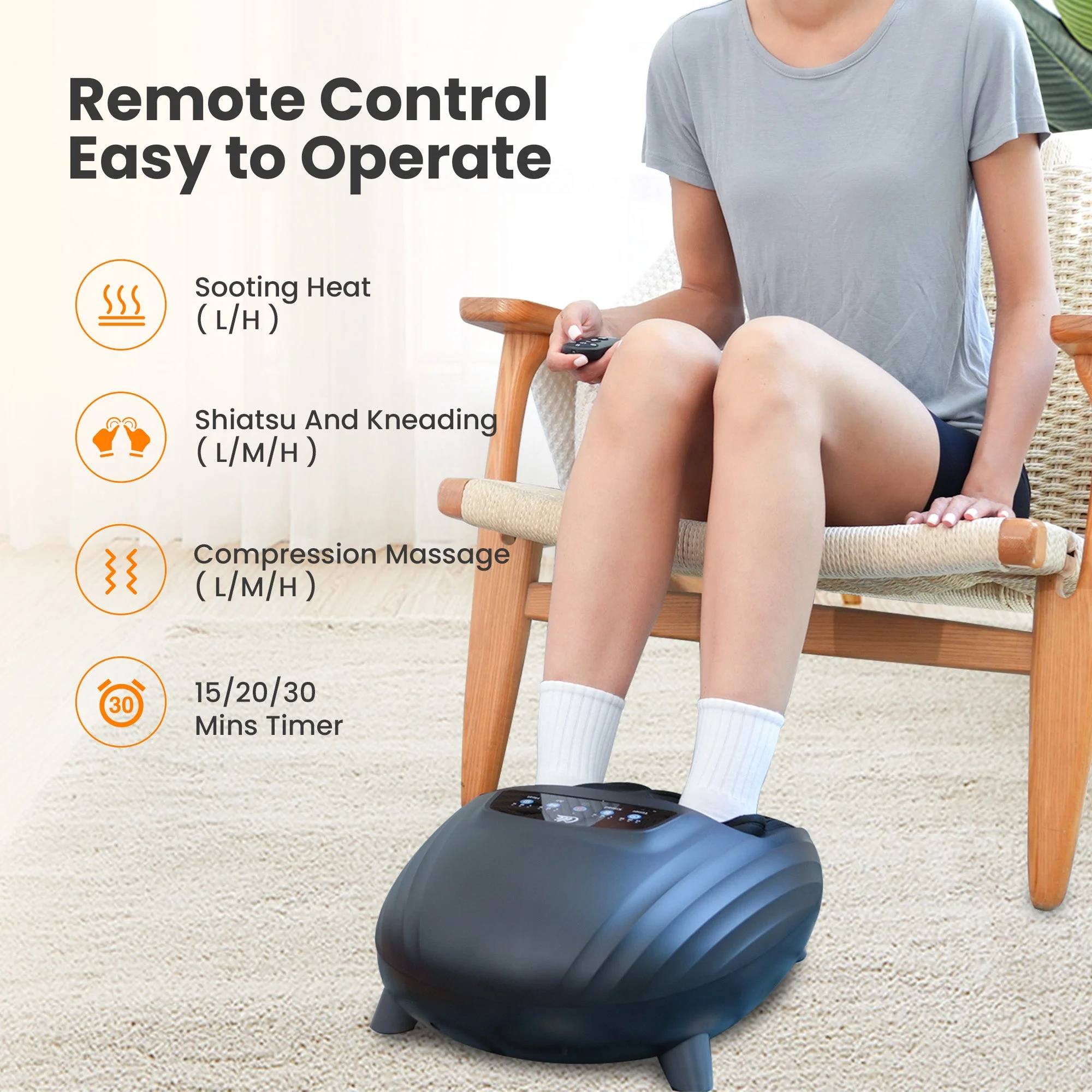 CILI Foot Massager with Heat, Shiatsu Feet Massage Machine for Plantar Fasciitis Neuropathy, Sole & Instep Heating, Remote Control CL-5325 - Image 6