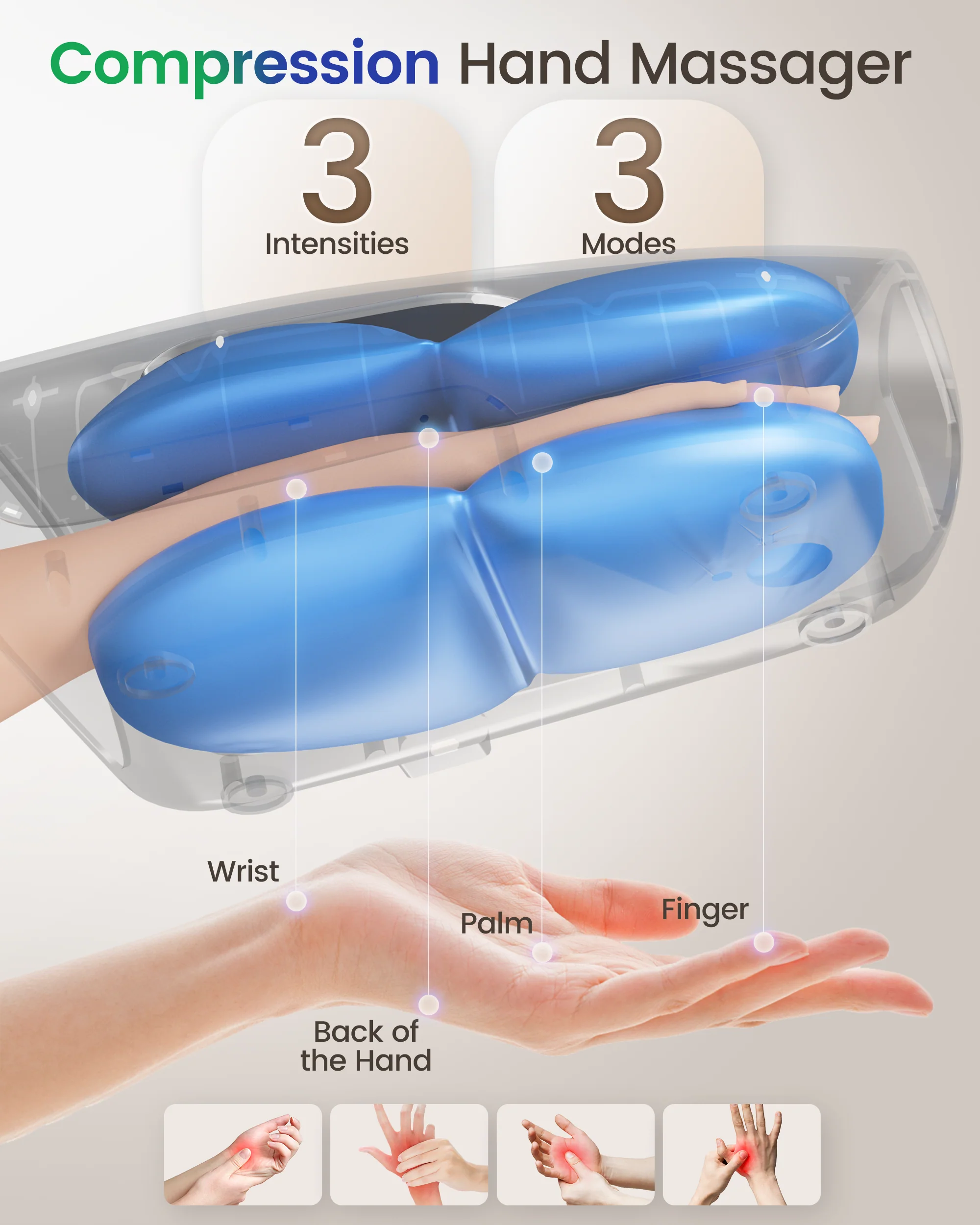 Larger Size Wireless Hand Massager - 4554 - Image 3