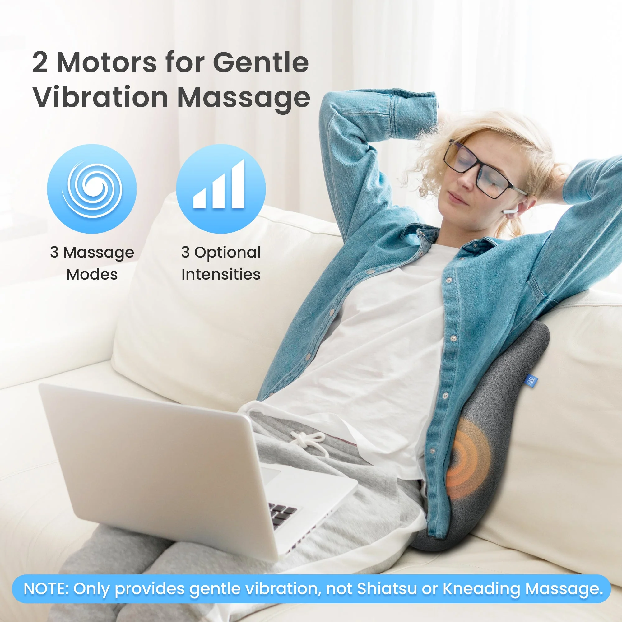 Memory Foam Heated Lumbar Support Pillow with Vibration - 1307 - Image 4