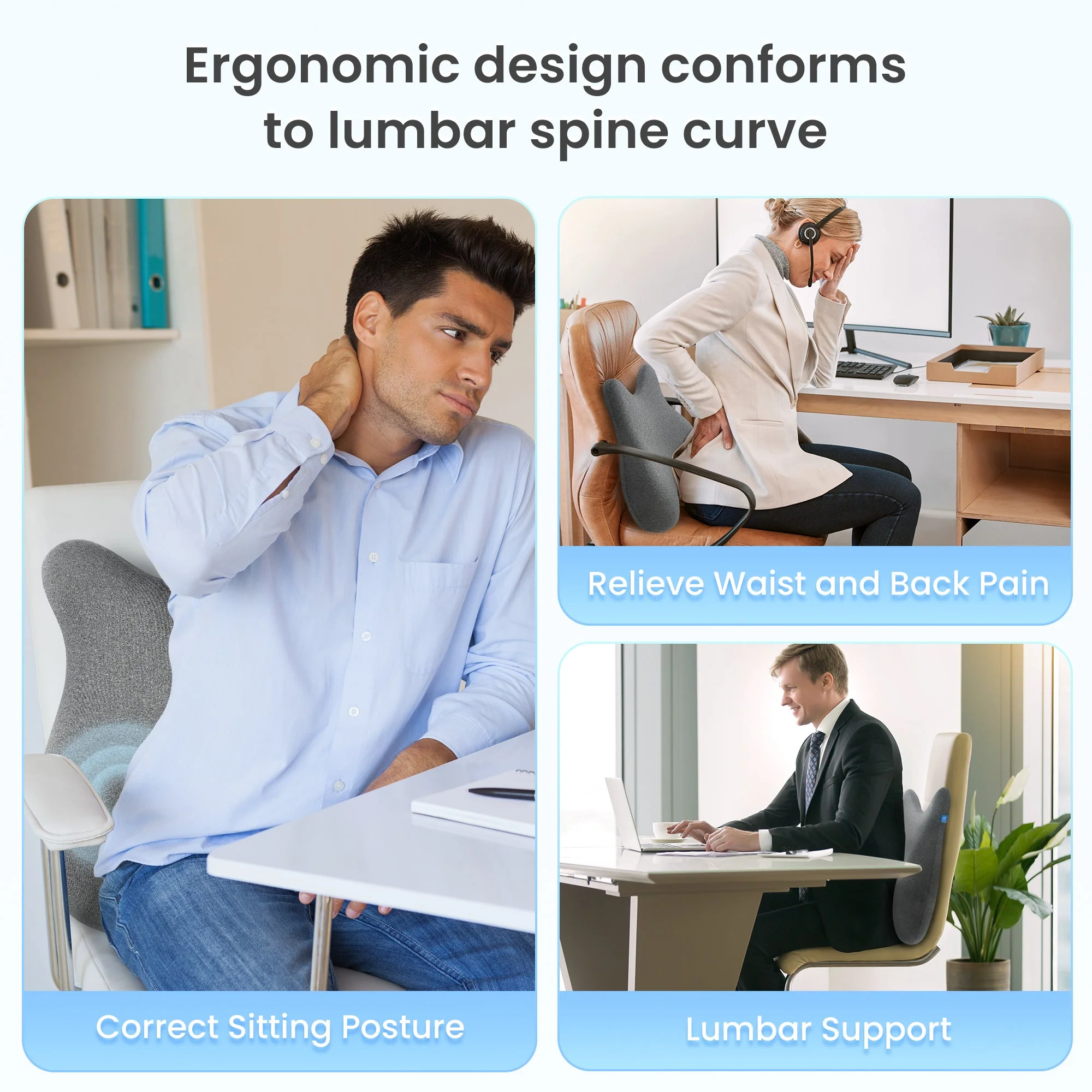 Memory Foam Heated Lumbar Support Pillow with Vibration - 1307 - Image 6