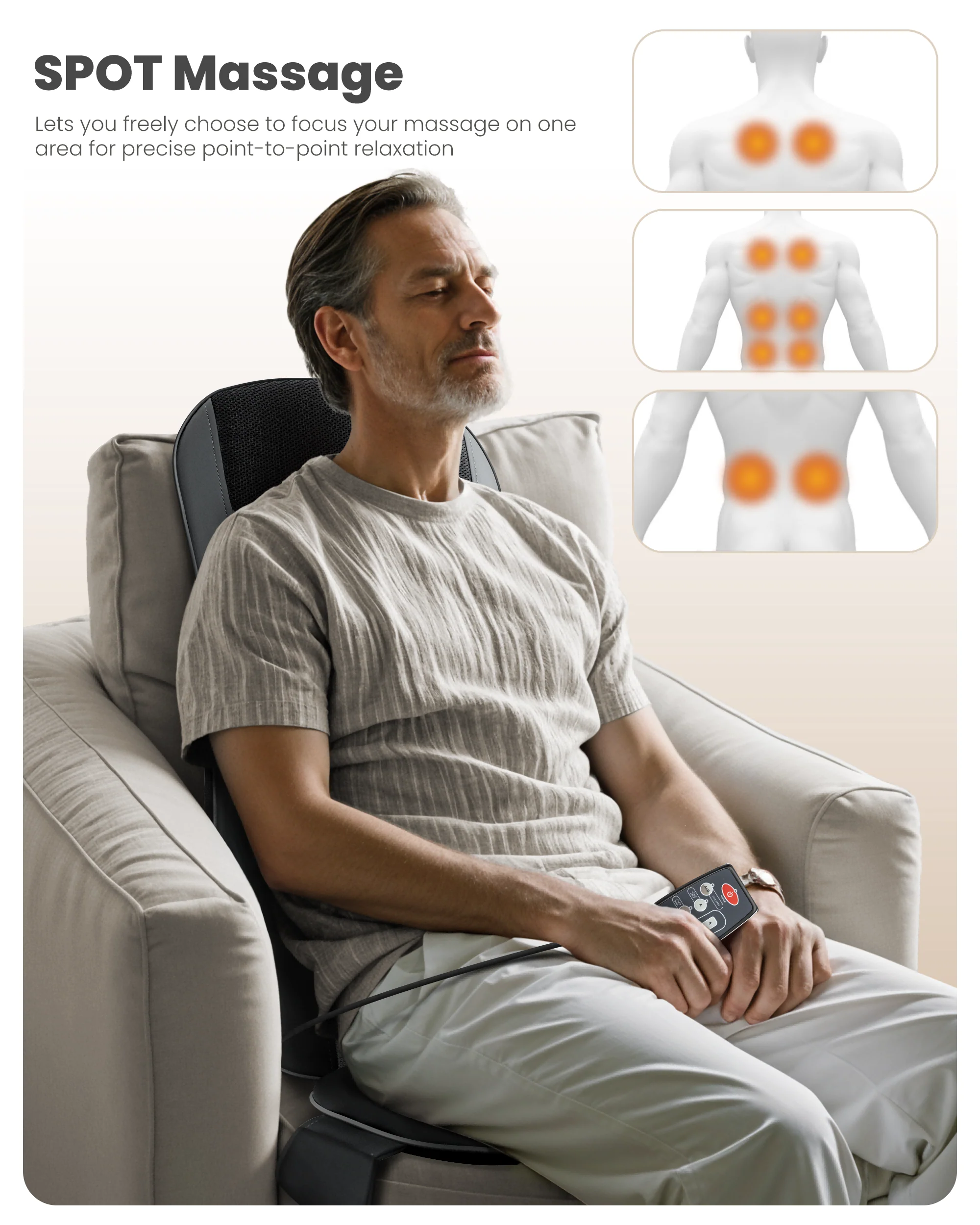 Portable Lightweight Design Full Back Massager for Chair - 2405 - Image 4