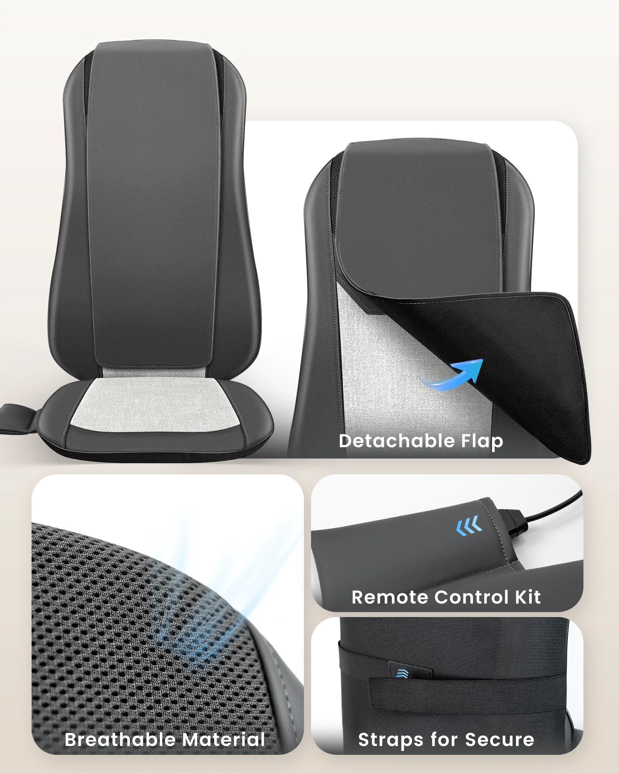 Portable Lightweight Design Full Back Massager for Chair - 2405 - Image 7