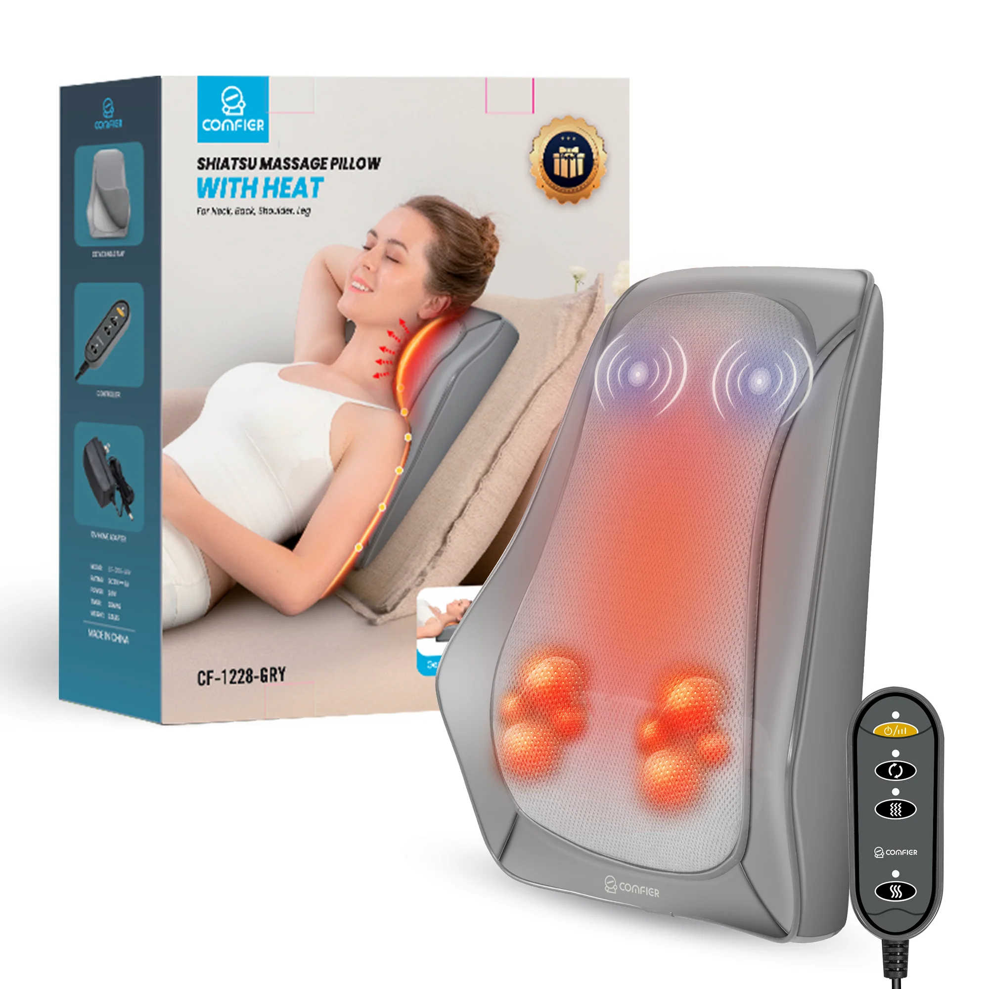 3D Shiatsu Deep Kneading Back Massager for Back & Neck Pain Relief - 1228 - Image 10