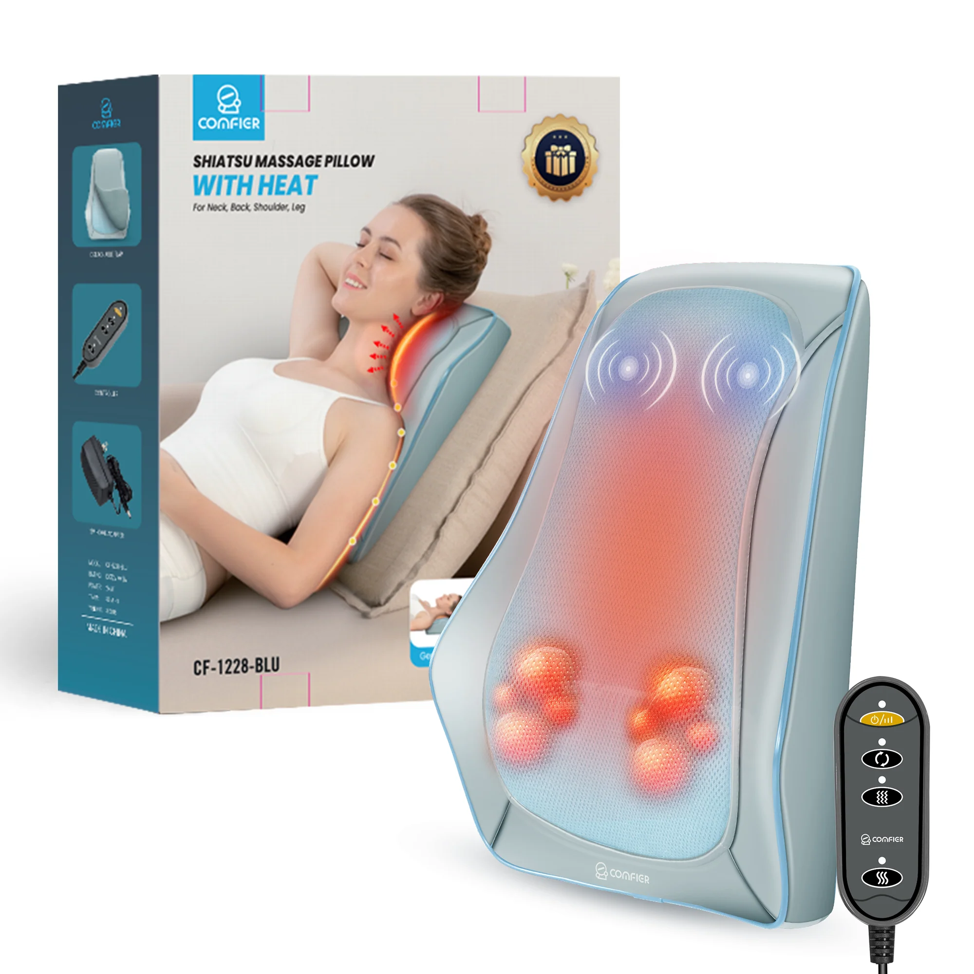 3D Shiatsu Deep Kneading Back Massager for Back & Neck Pain Relief - 1228 - Image 11