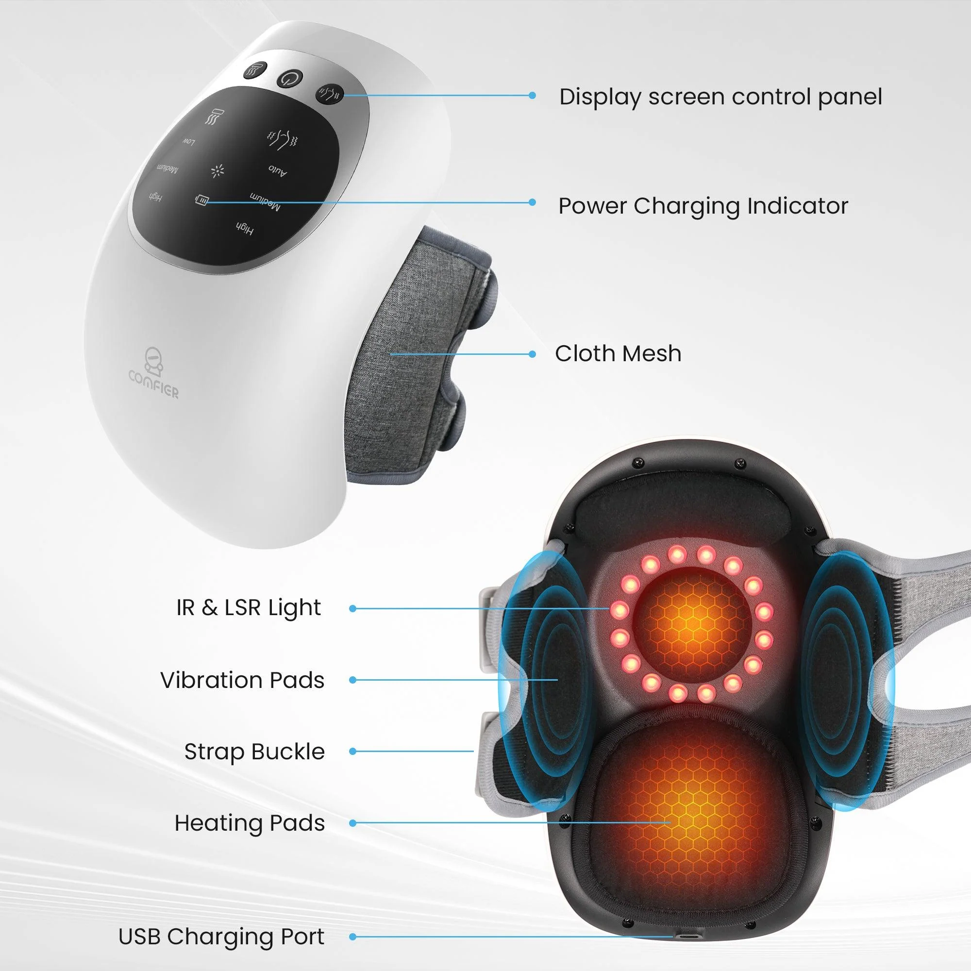 Cordless Knee Massager with Heat and Red Light Therapy - 5320 - Image 4