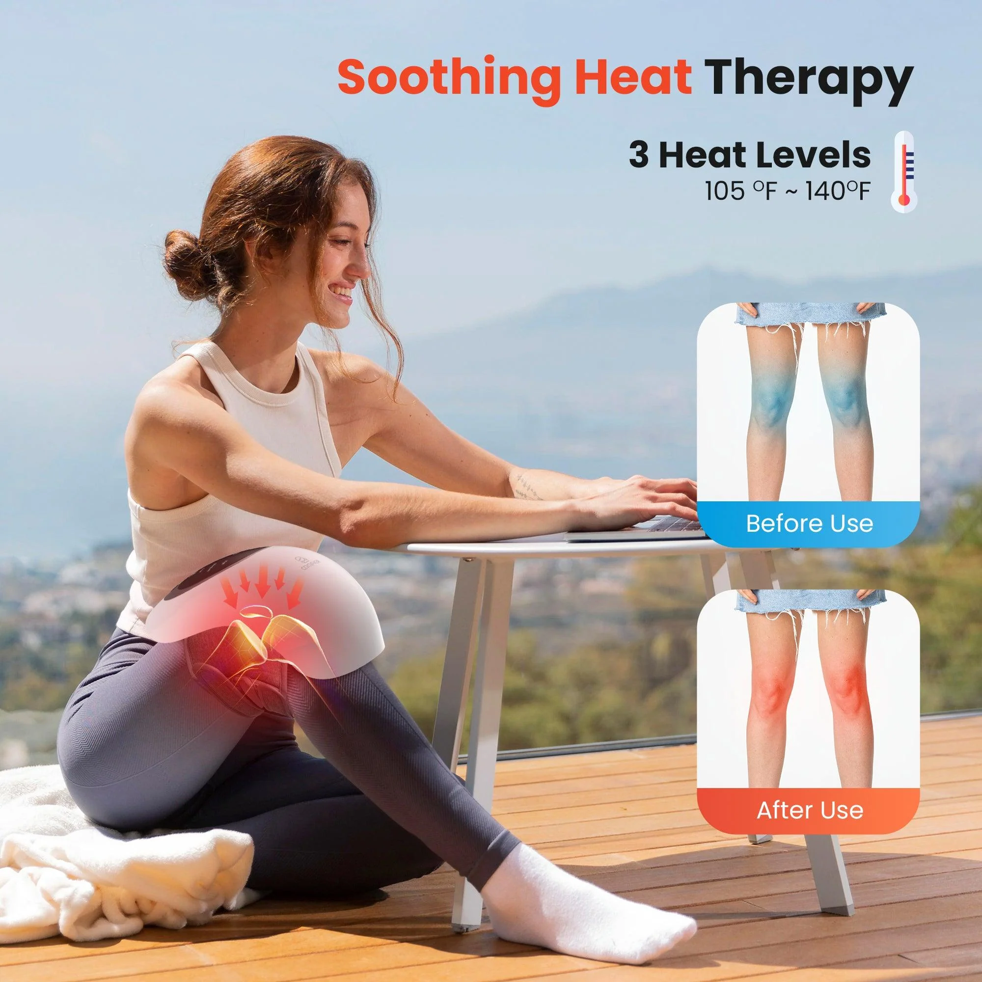 Cordless Knee Massager with Heat and Red Light Therapy - 5320 - Image 7