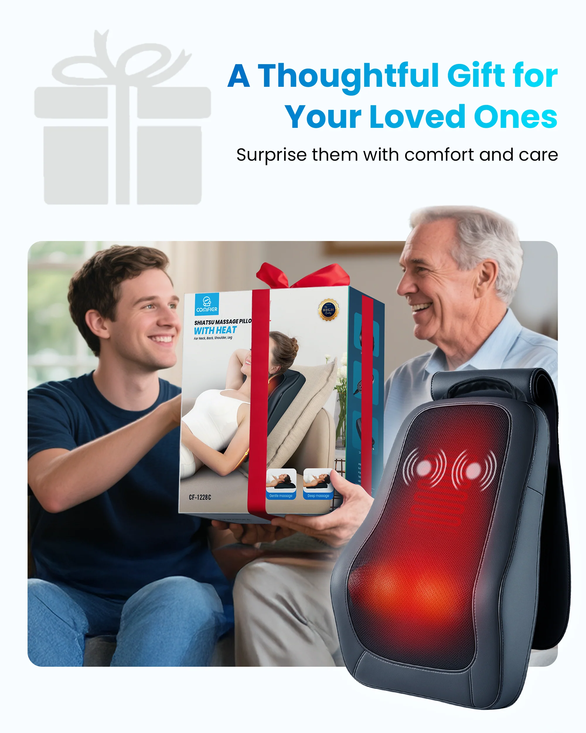 Cordless 3D Shiatsu Deep Kneading Back Massager for Back & Neck Pain Relief - 1228C - Image 8
