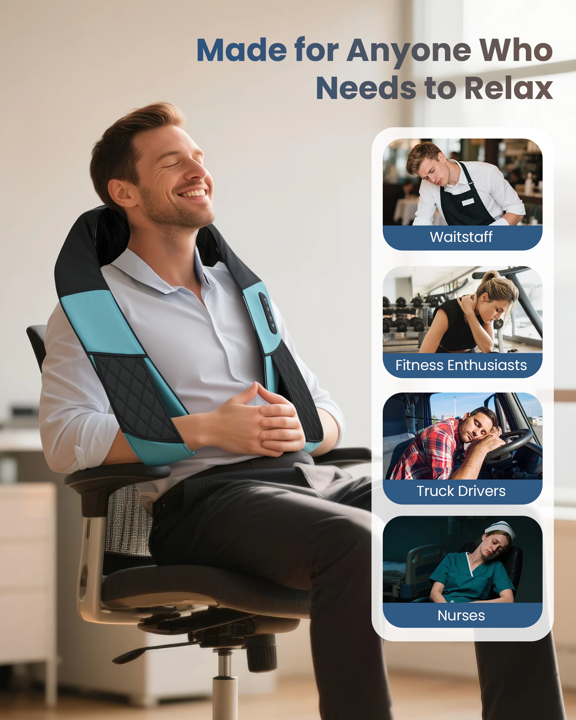 Cordless Neck Massager for Pain Relief Deep Tissue, Rechargable & Portable - 6505 - Image 3