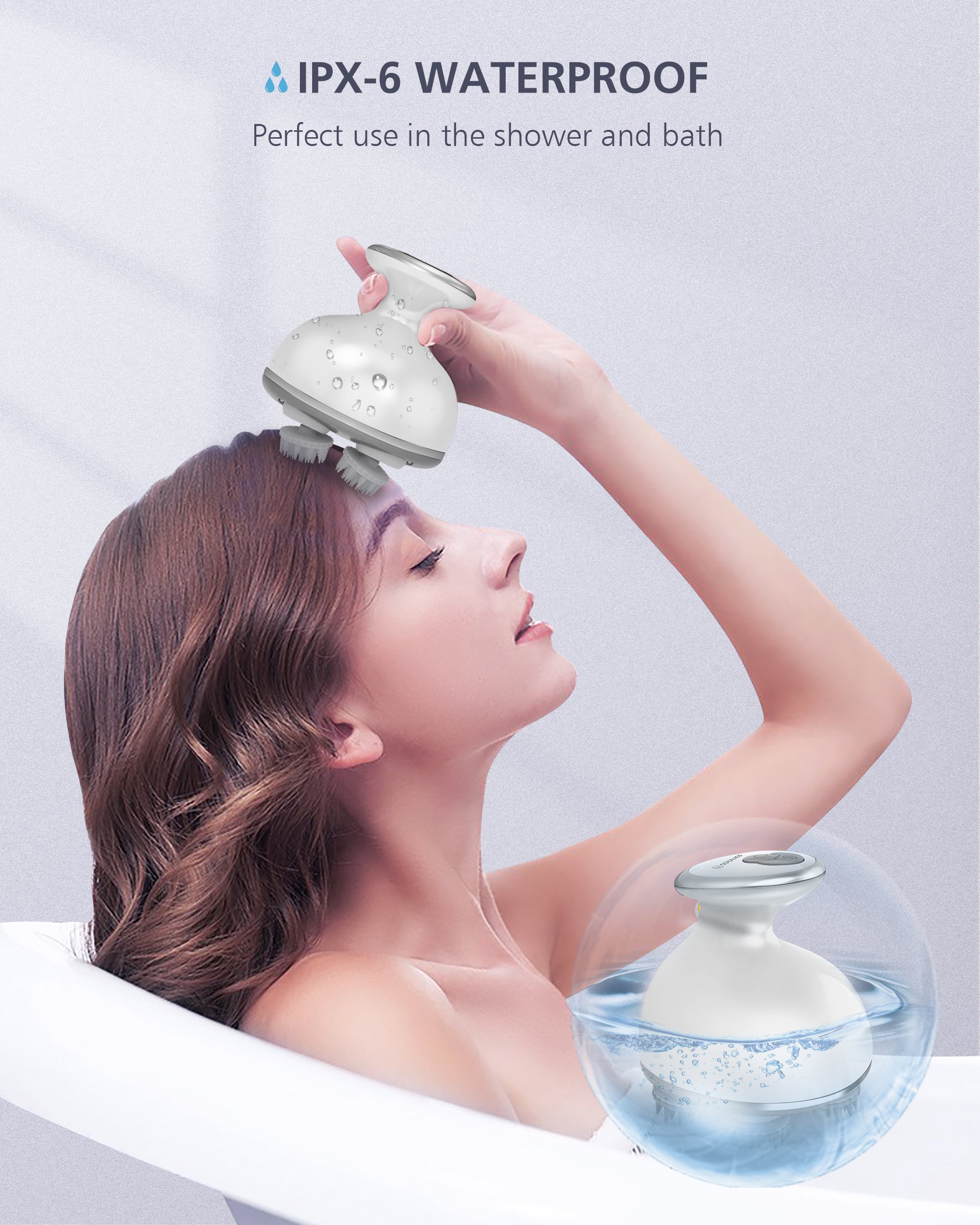 Comfier Head Massager, Cordless Scalp Massager (White) - 4903W - Image 5
