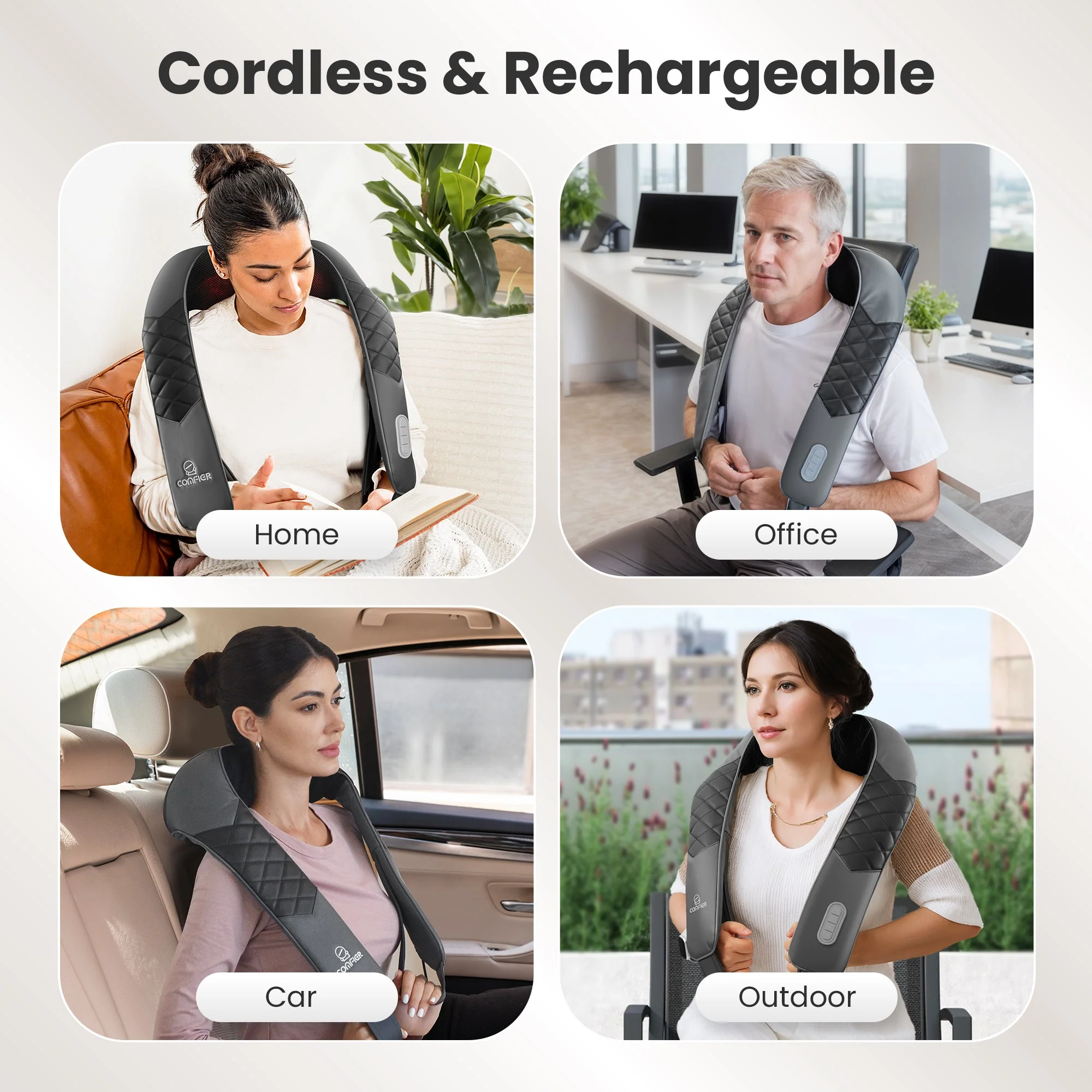 Cordless Shiatsu Neck Shoulder Massager - 2025 Latest Upgraded Model - 6302UC - Image 6