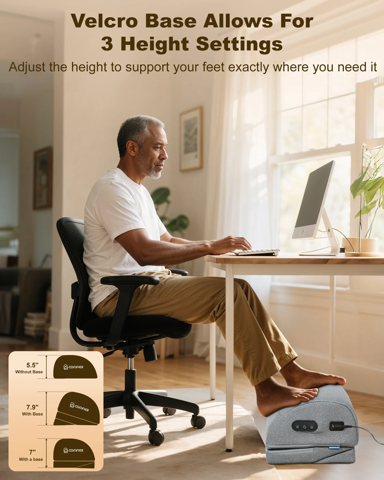 Foot Rest Under Desk, Ergonomic Heated Footrest - 5420 - Image 4