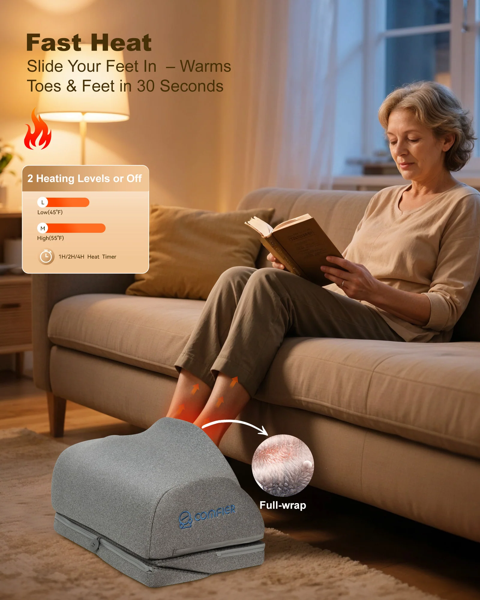 Foot Rest Under Desk, Ergonomic Heated Footrest - 5420 - Image 5