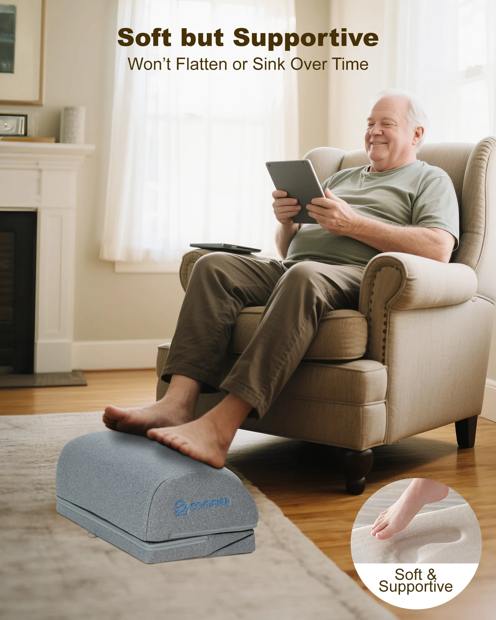Foot Rest Under Desk, Ergonomic Heated Footrest - 5420 - Image 7