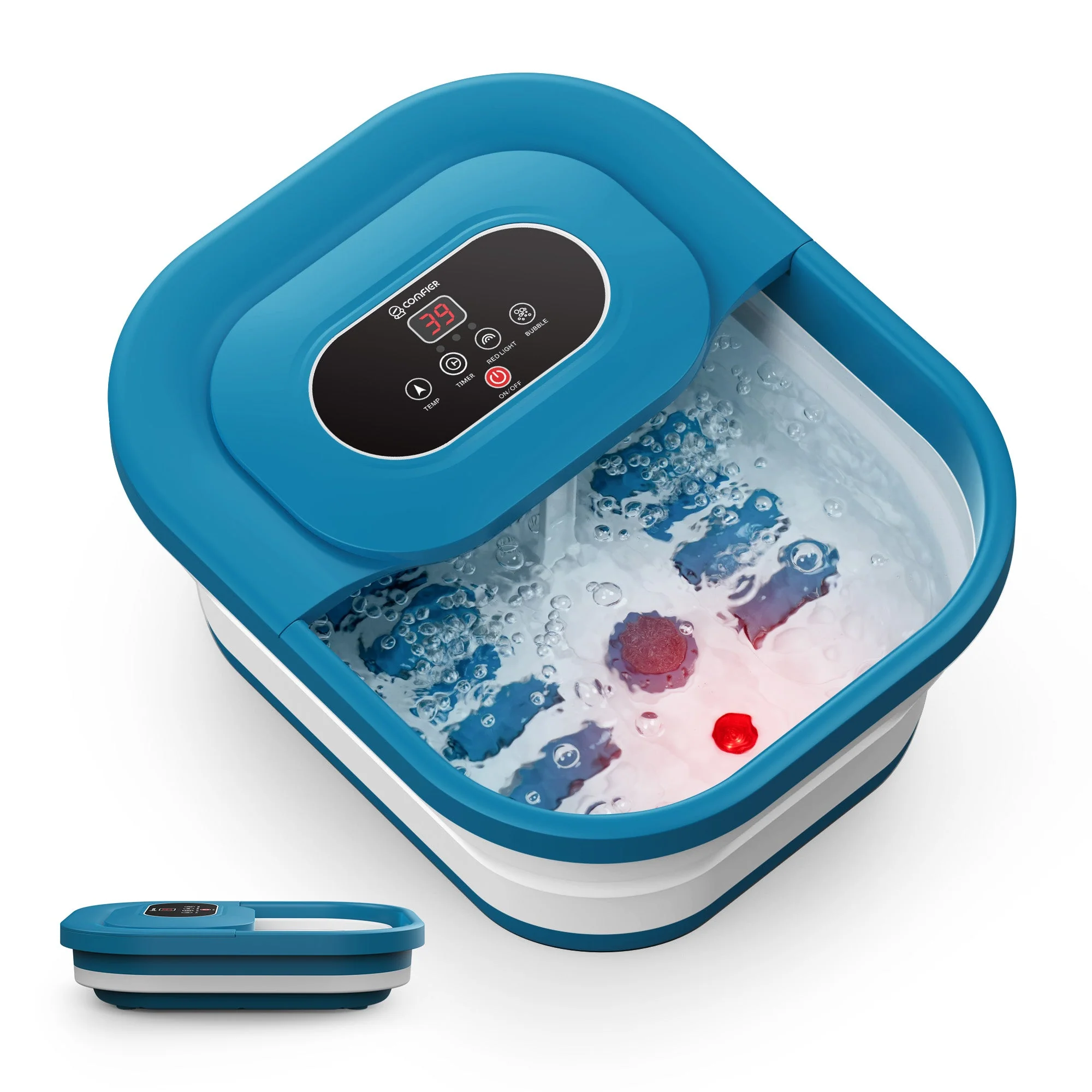 Collapsible Foot Spa Bath Massager with Bubbles, Red Light, Pumice Stone and Shiatsu Massage Rollers - 5415 - Image 9