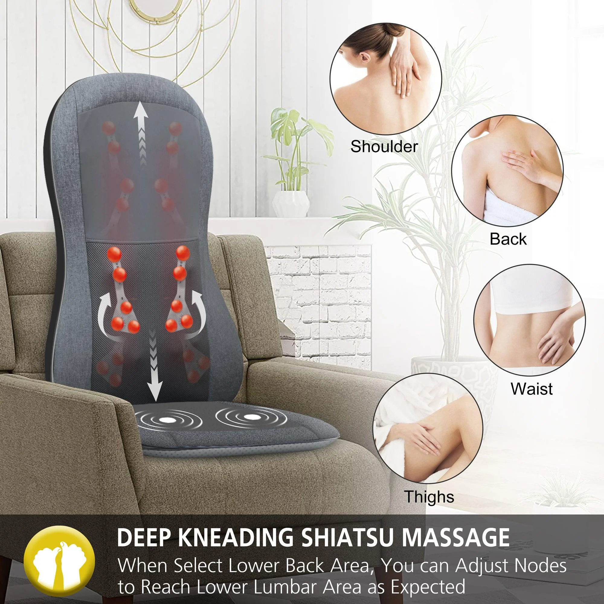 2D/3D Shiatsu Full Back Massage Seat Cushion with Heat - 2913 - Image 3