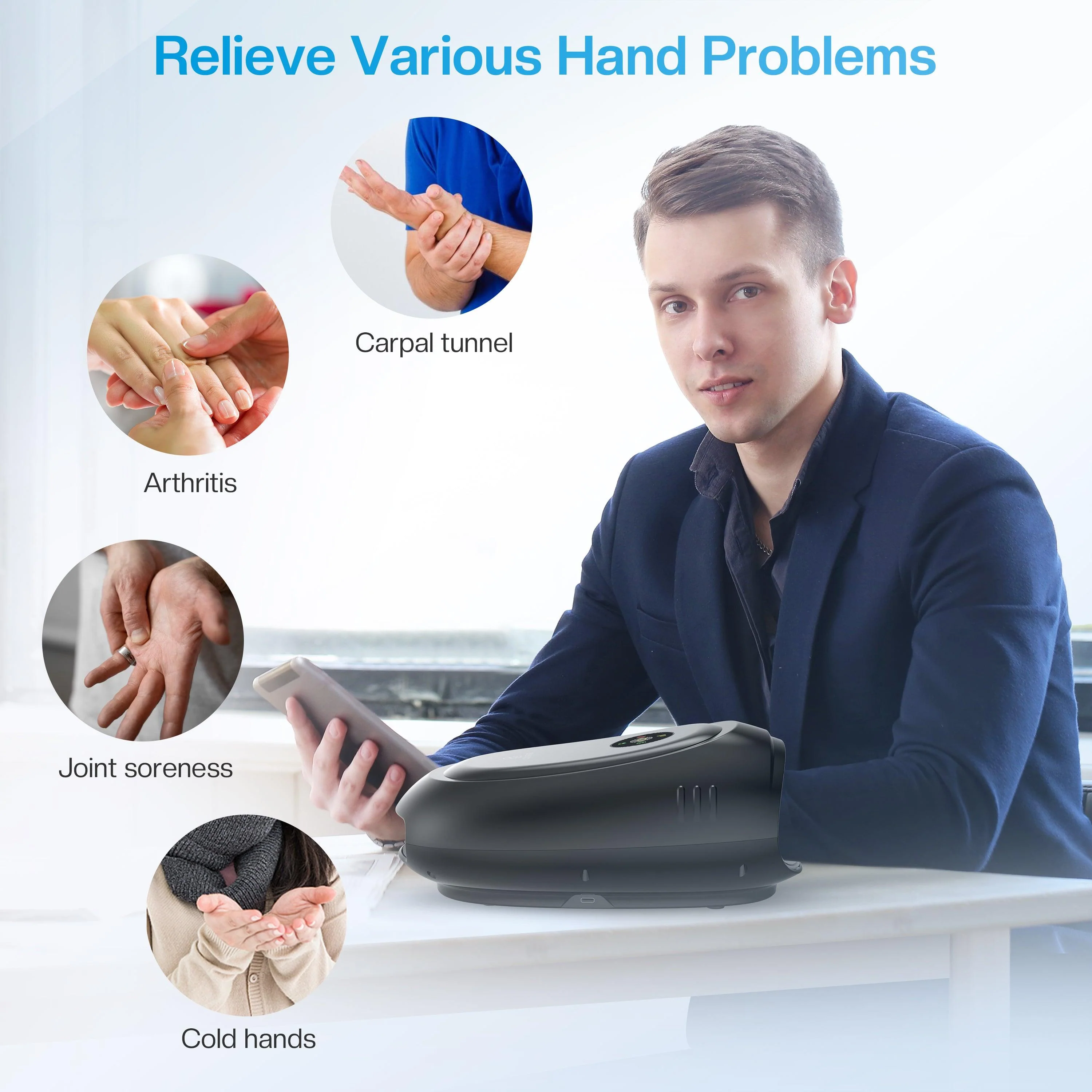Wireless Hand Massager with APP Control, Hand Wrist Finger Massager - 4101 - Image 7