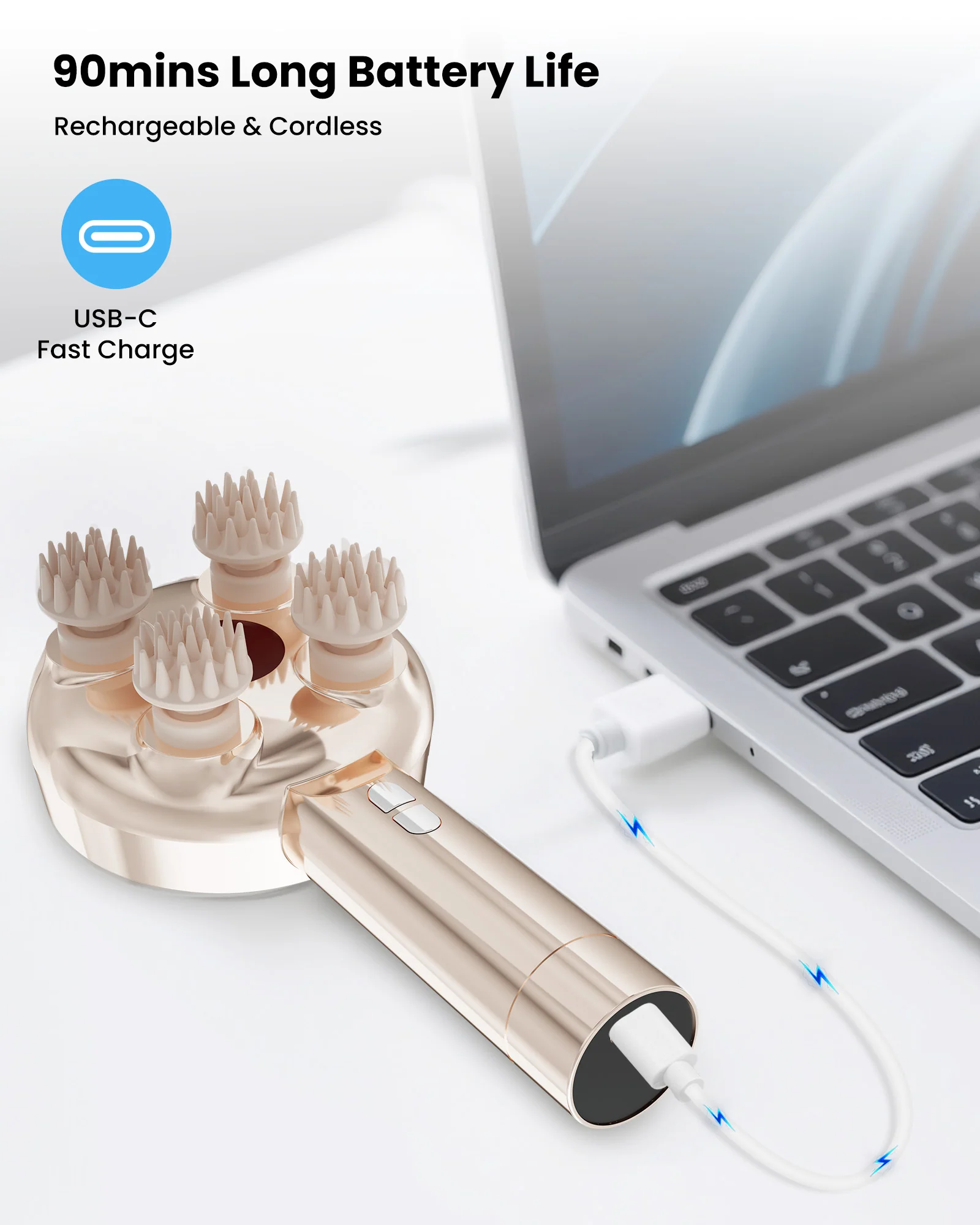 Cordless Handheld Scalp Massager with 8 Silicone Claws - 4507 - Image 7