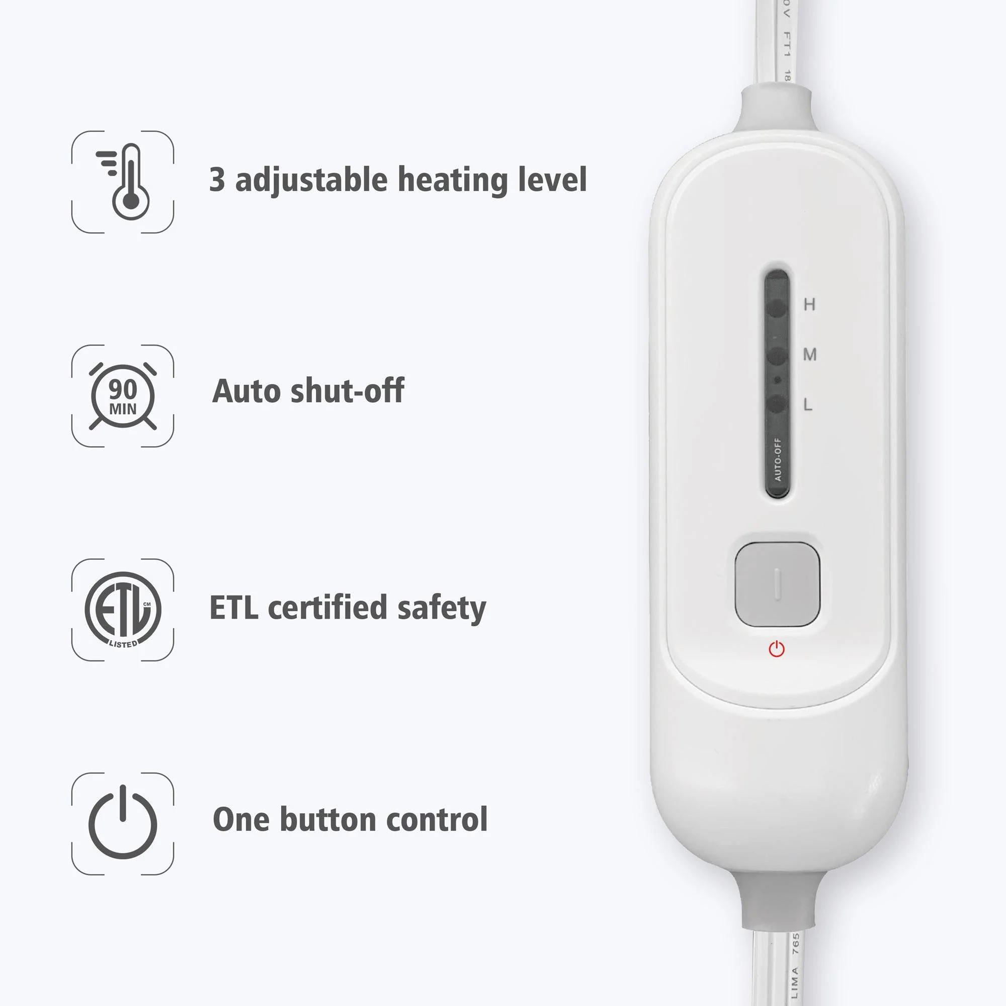 Fast Heating Pad for Neck and Shoulders, 3 Heat Levels & Auto Shut Off - H1822D - Image 7