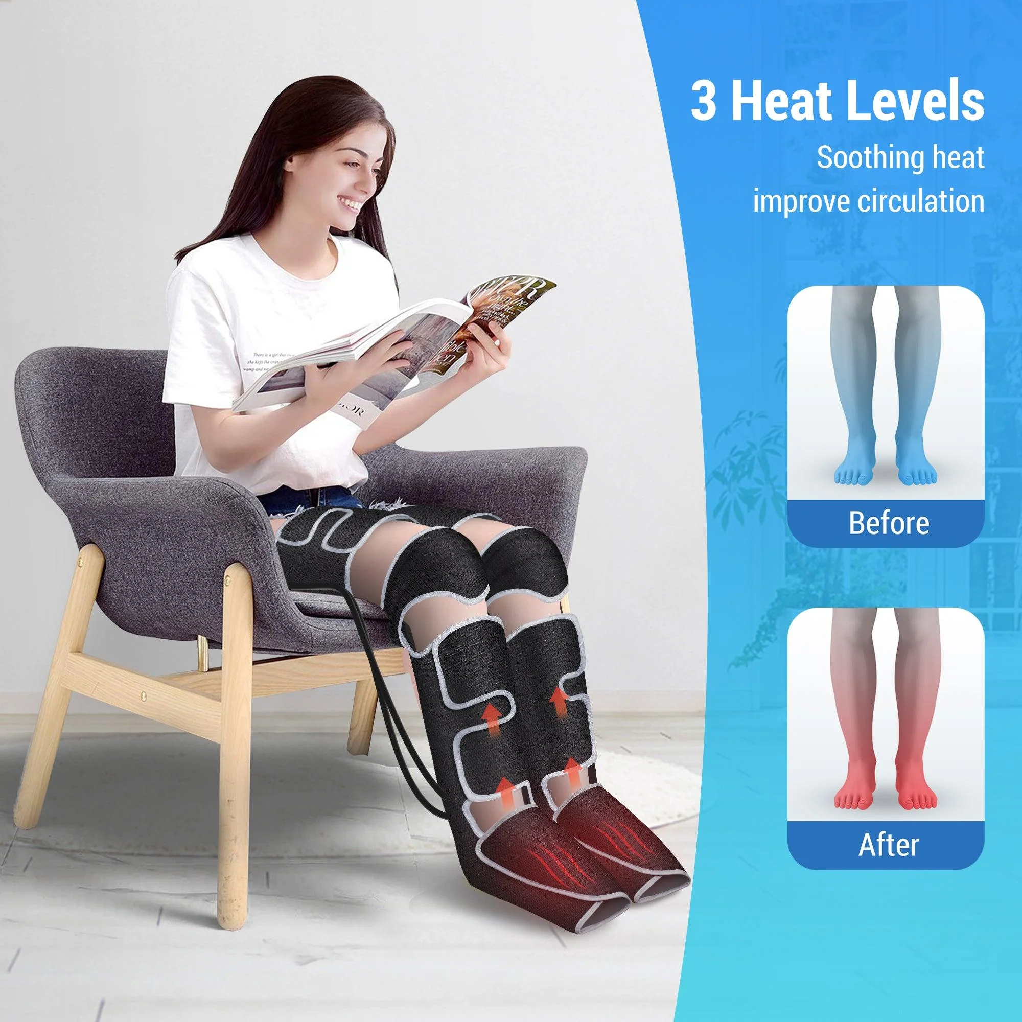 Leg Massager for Pain Relief, Leg Compression Machine - 7204B - Image 4