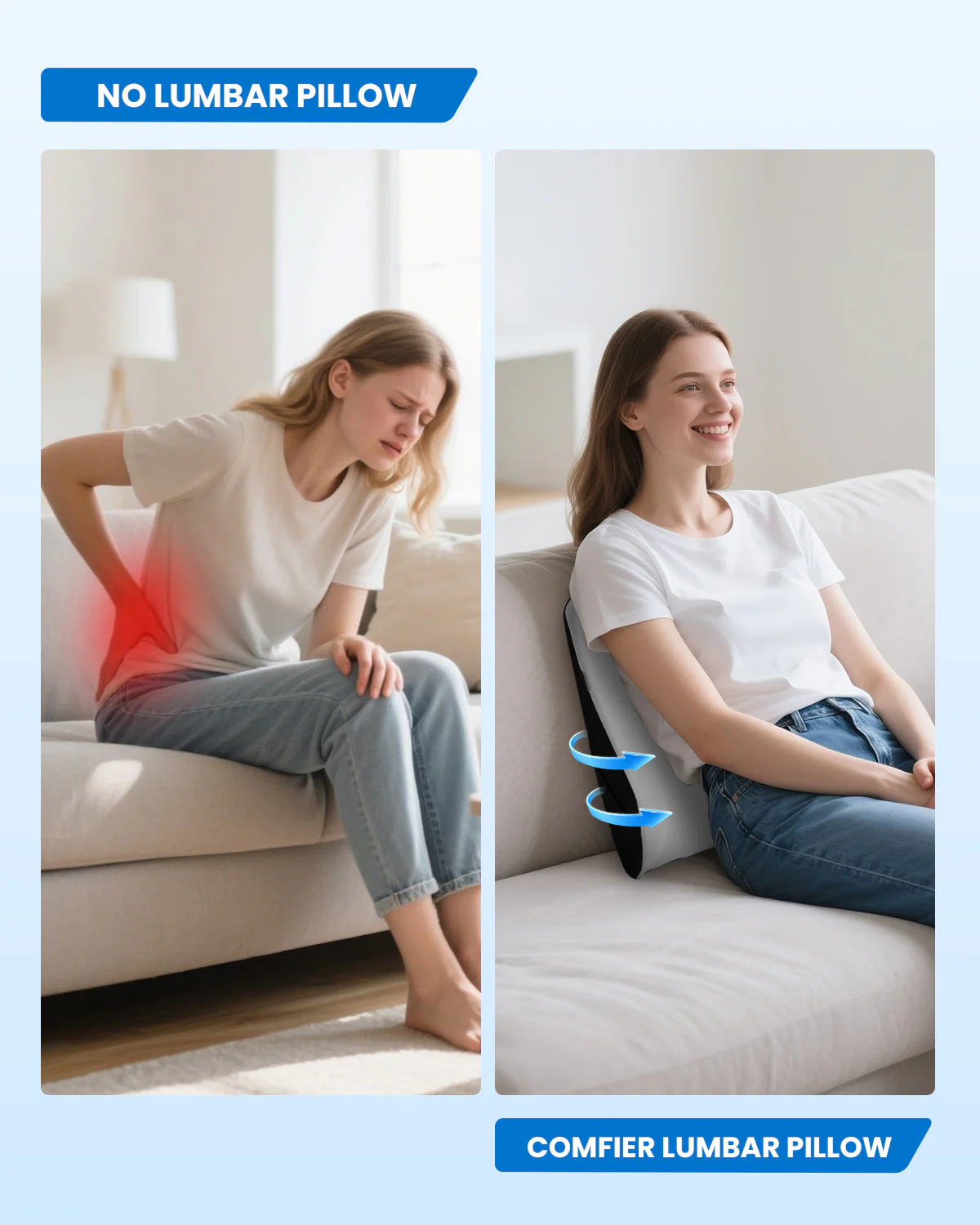 Lumbar Support Pillow for Office Chair, Vibration Massage Back Support - 1428 - Image 7