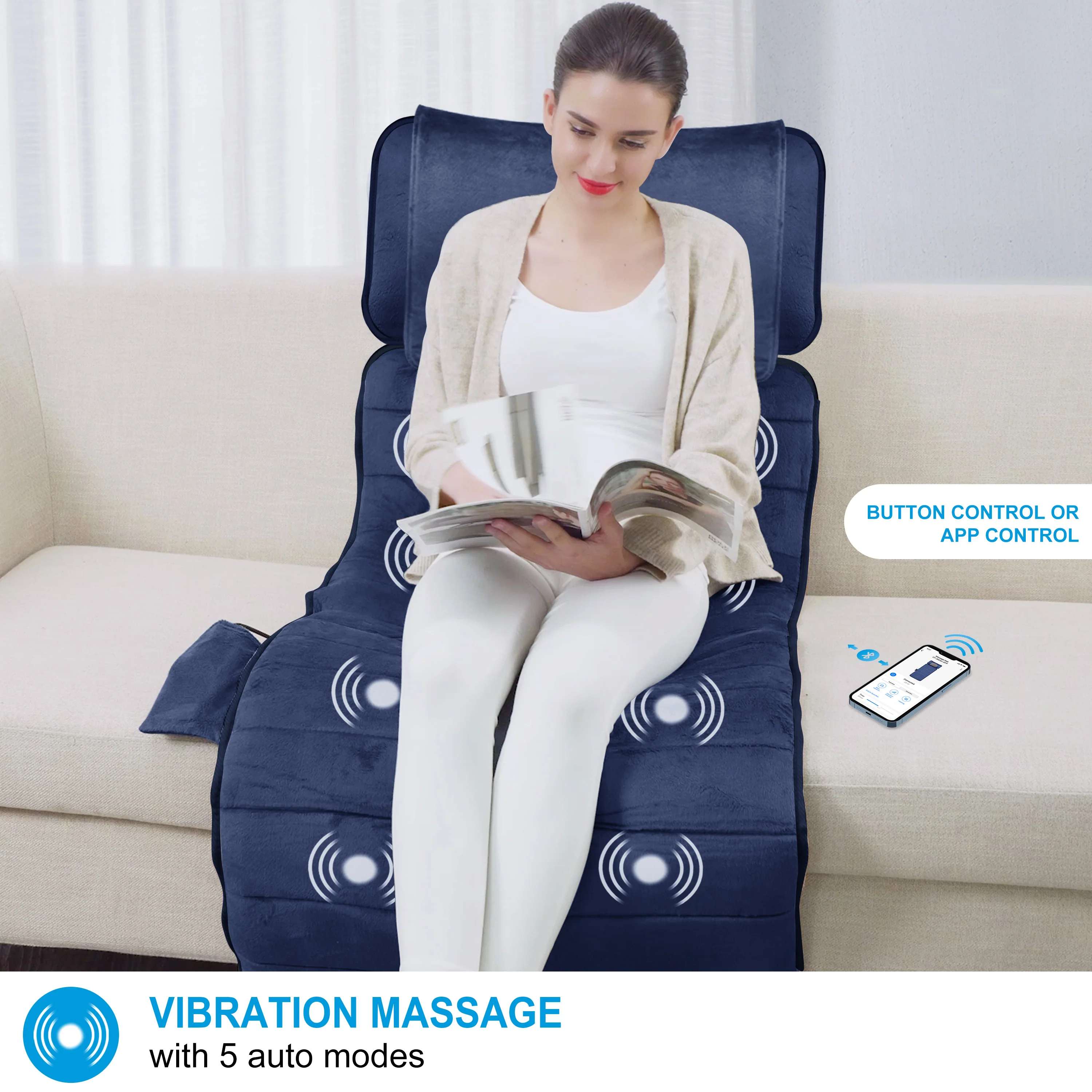 Heated Massage Pad with Movable Shiatsu Neck Massage Pillow & APP Control - 3603U-APP - Image 4