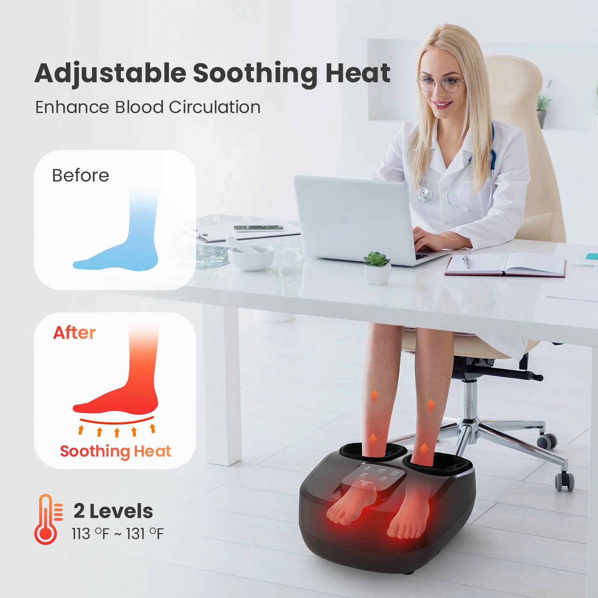 Shiatsu Foot Massager with Remote Control & Glass Touch Screen - 5250N - Image 5