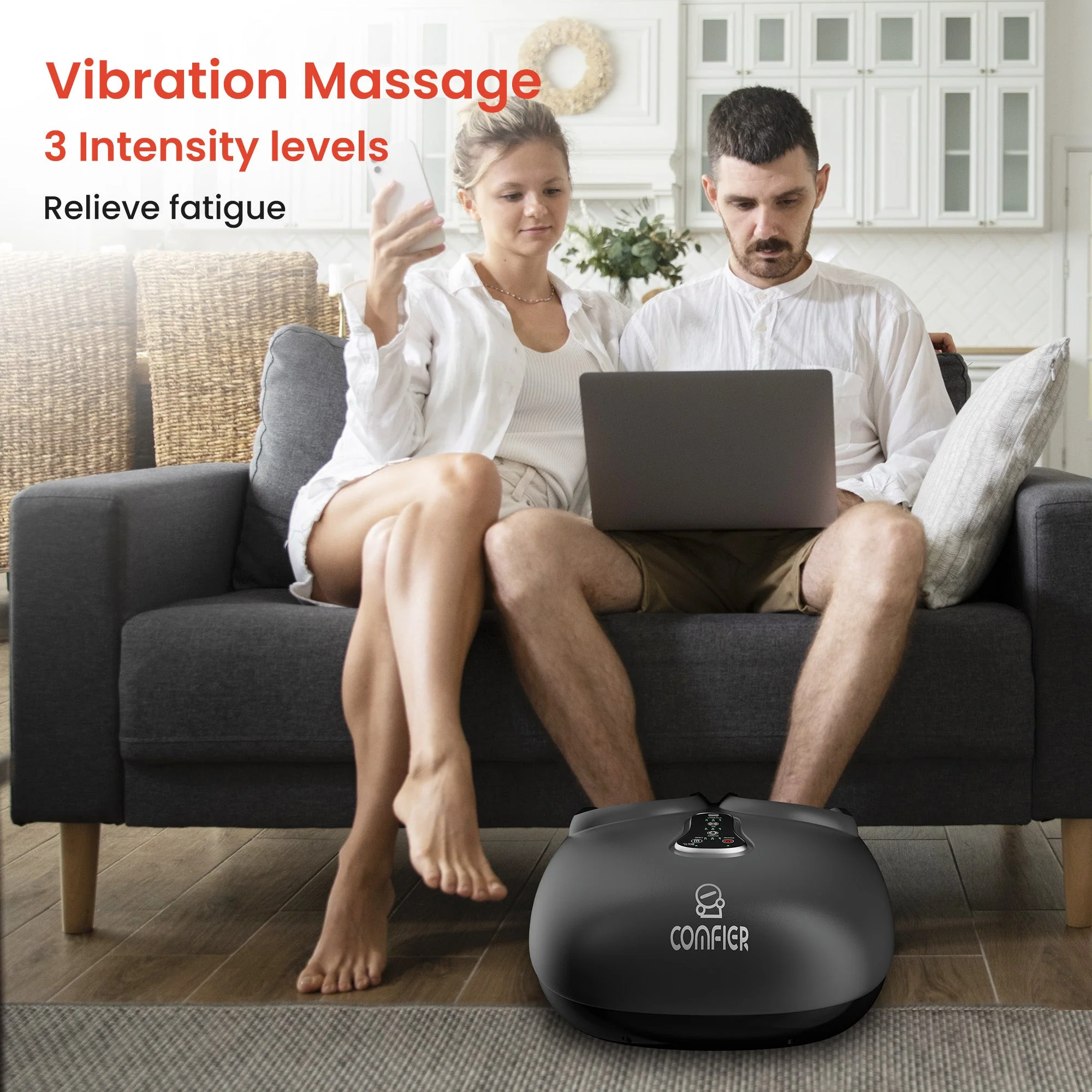 Shiatsu Foot Massager with Remote Control, Pause Function, Heat, Compression, Vibration - 5212RC - Image 5