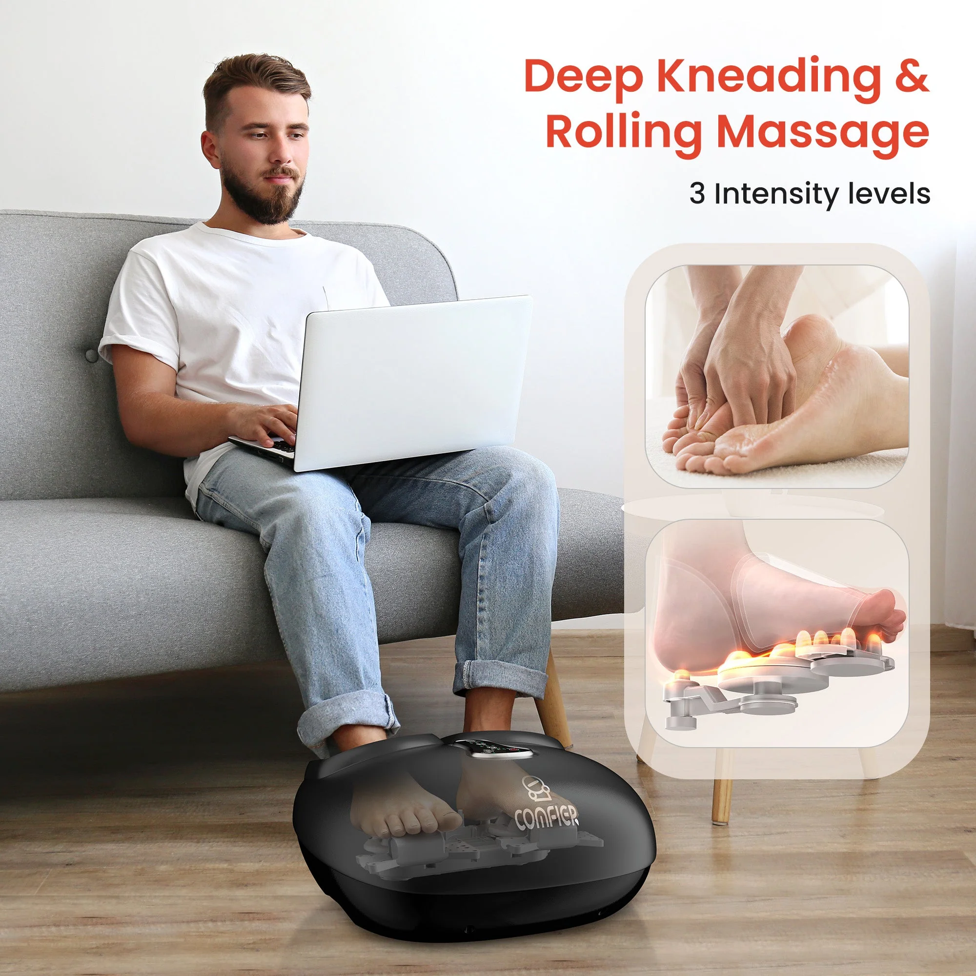 Shiatsu Foot Massager with Remote Control, Pause Function, Heat, Compression, Vibration - 5212RC - Image 8
