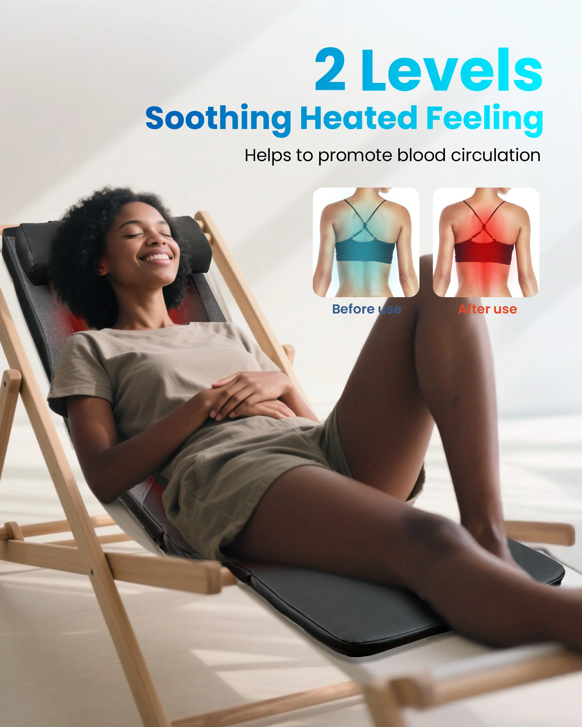 Shiatsu Full Body Massage Mat with Heat, Back Massage Pad - 3407 - Image 4