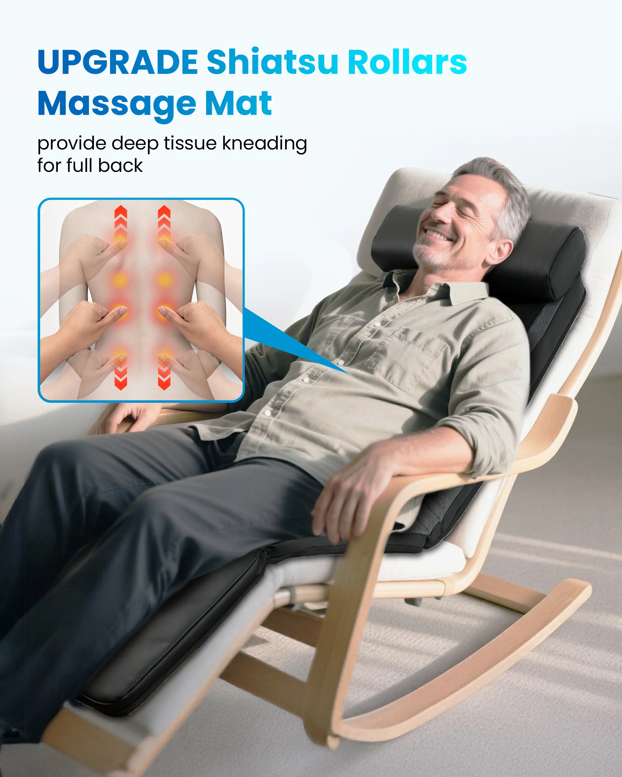 Shiatsu Full Body Massage Mat with Heat, Back Massage Pad - 3407 - Image 7