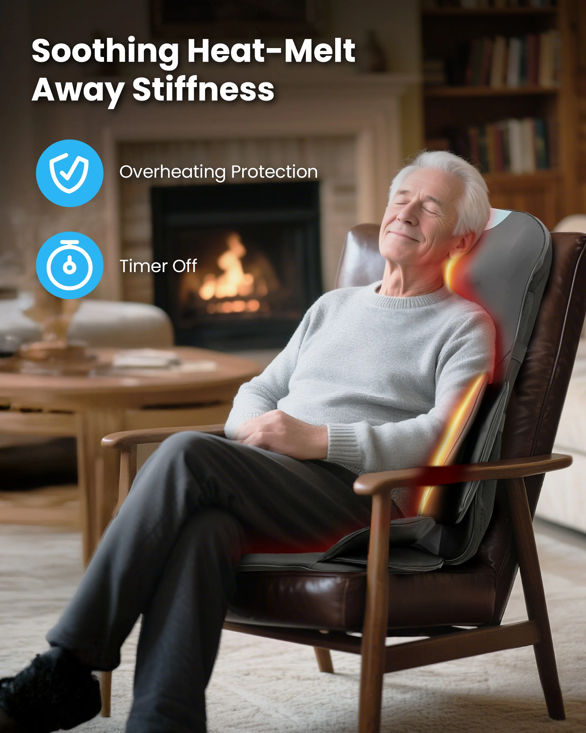 Full Back Coverage Massage Chair Pad with Adjustable Neck Nodes - 2209 - Image 3