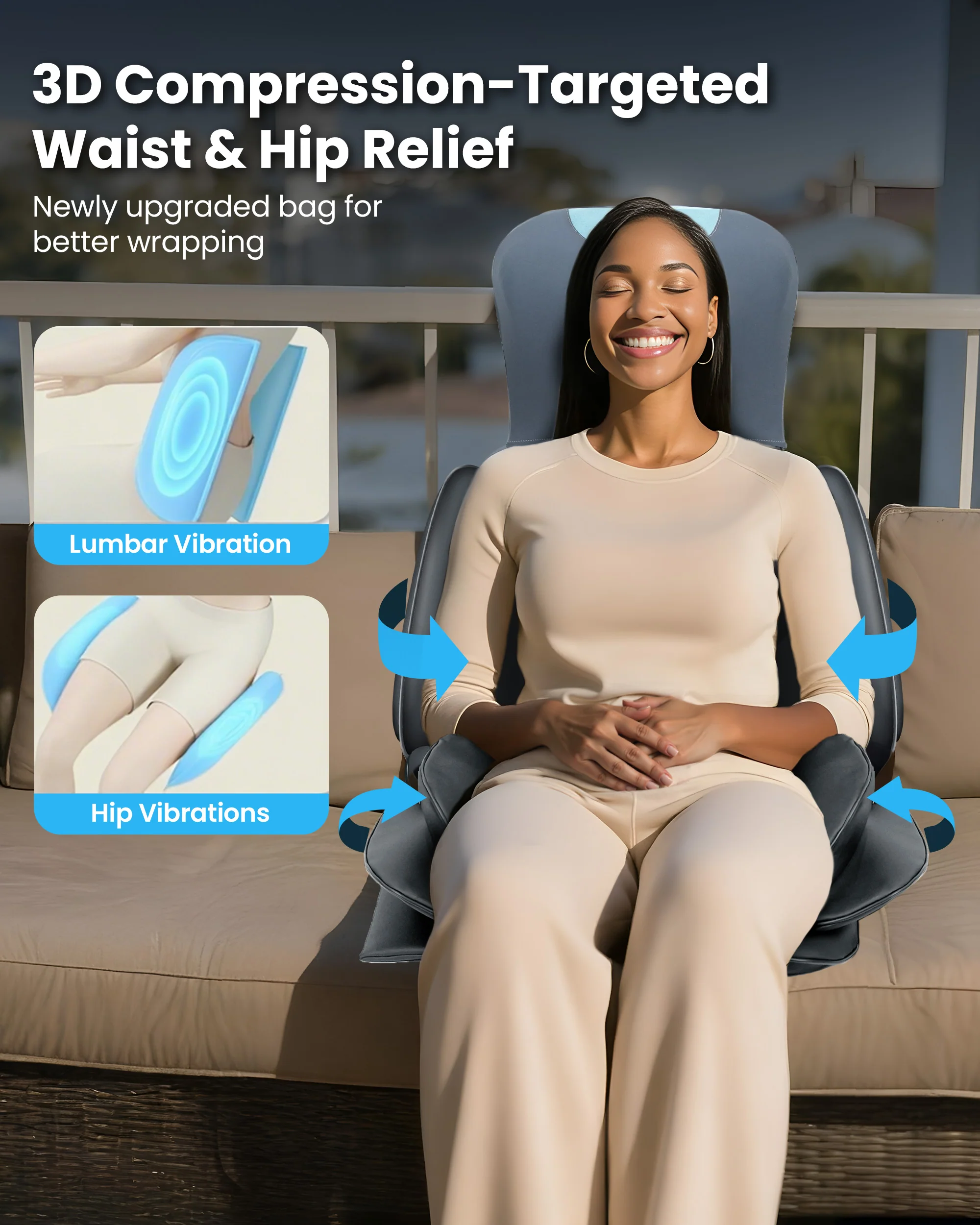 Full Back Coverage Massage Chair Pad with Adjustable Neck Nodes - 2209 - Image 5