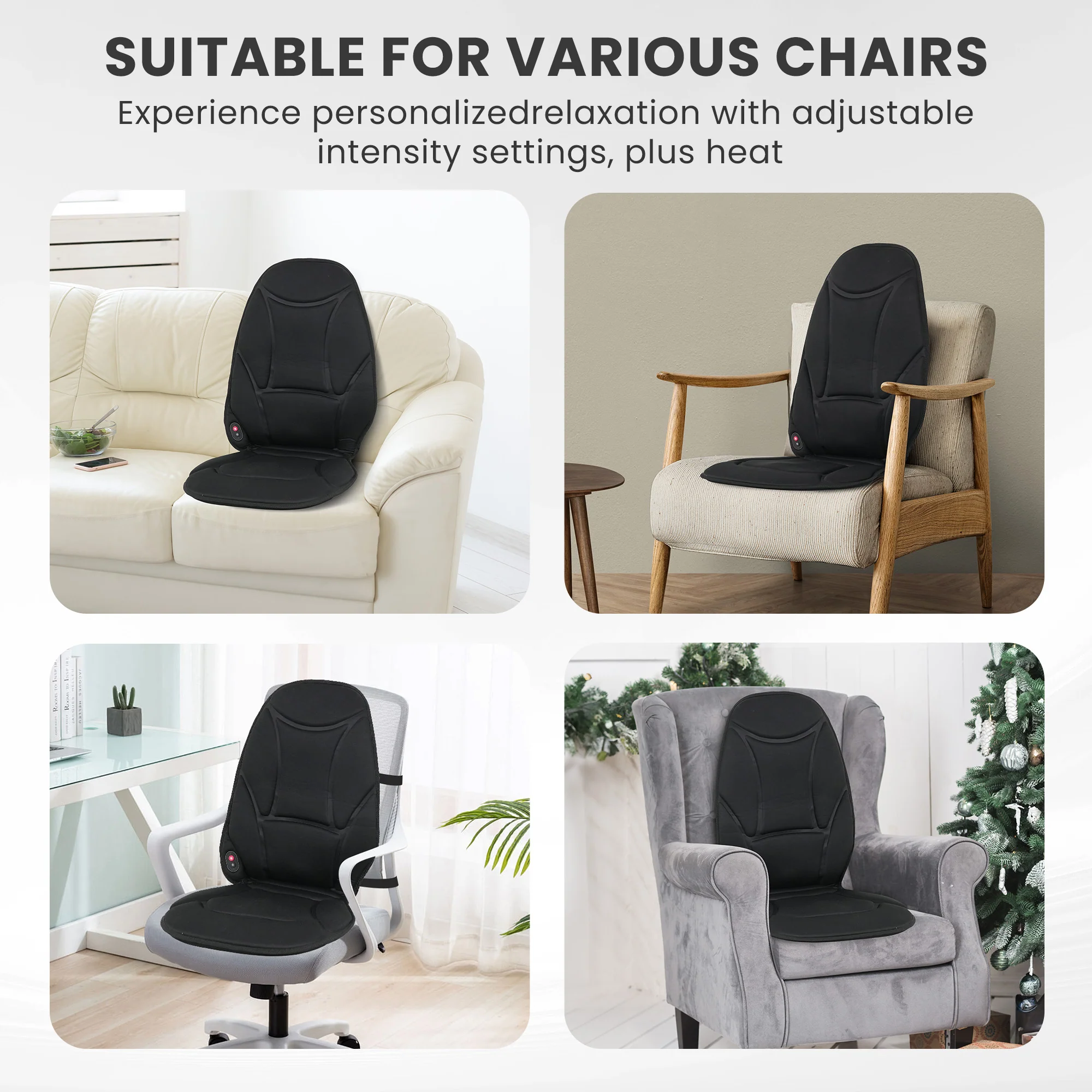 Vibration Back Massager with heat, Seat Cushion Massager Chair Pad for Home, Office, Car - 2517 - Image 4