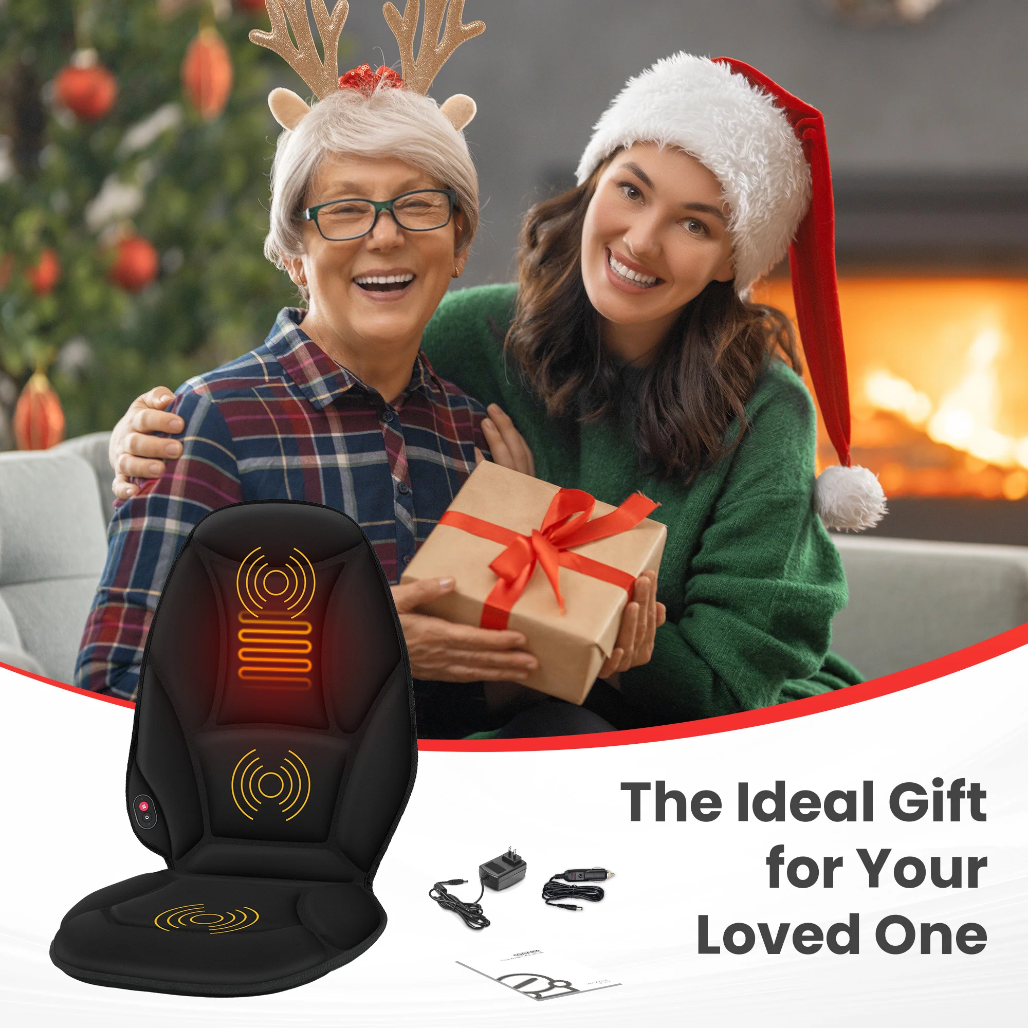 Vibration Back Massager with heat, Seat Cushion Massager Chair Pad for Home, Office, Car - 2517 - Image 9