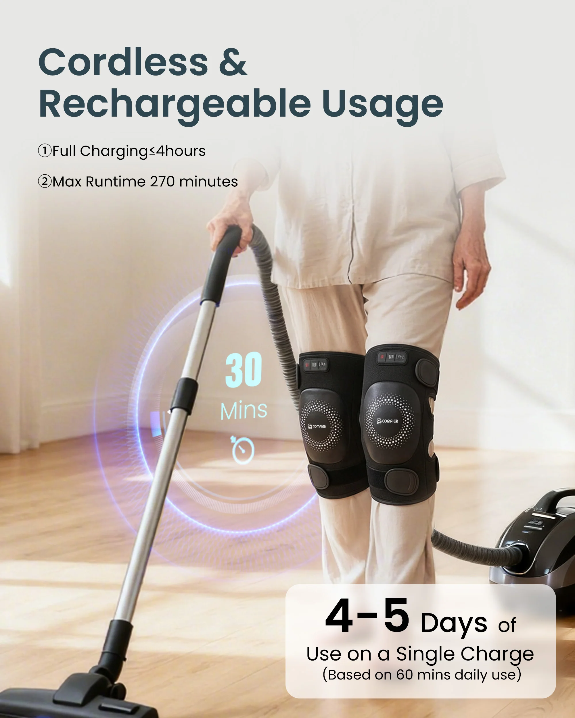 Cordless Knee Massager with Heat - 5512 - Image 2