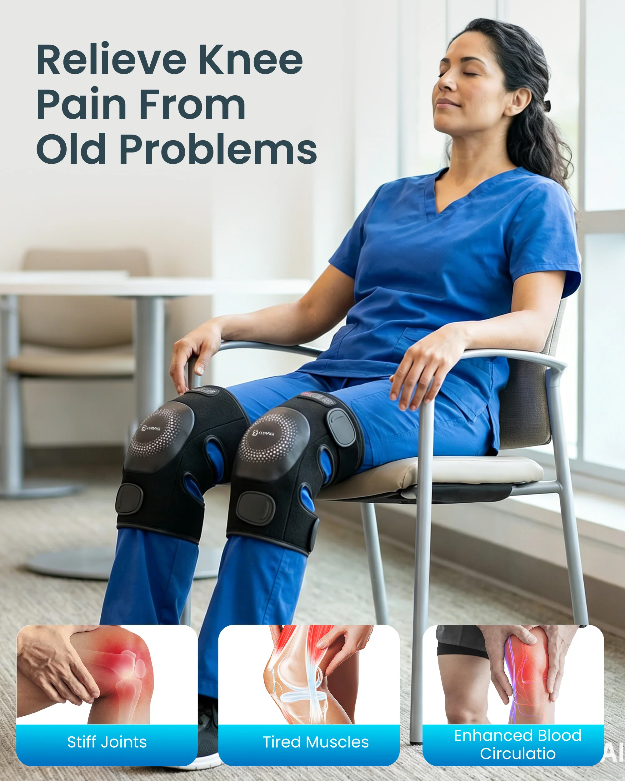 Cordless Knee Massager with Heat - 5512 - Image 7