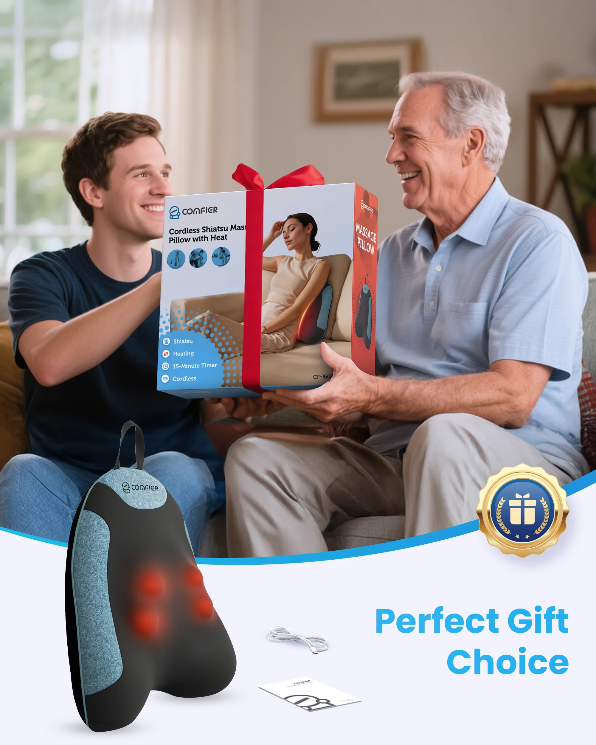 Cordless Lower Back Massager with Heat - 1508 - Image 8