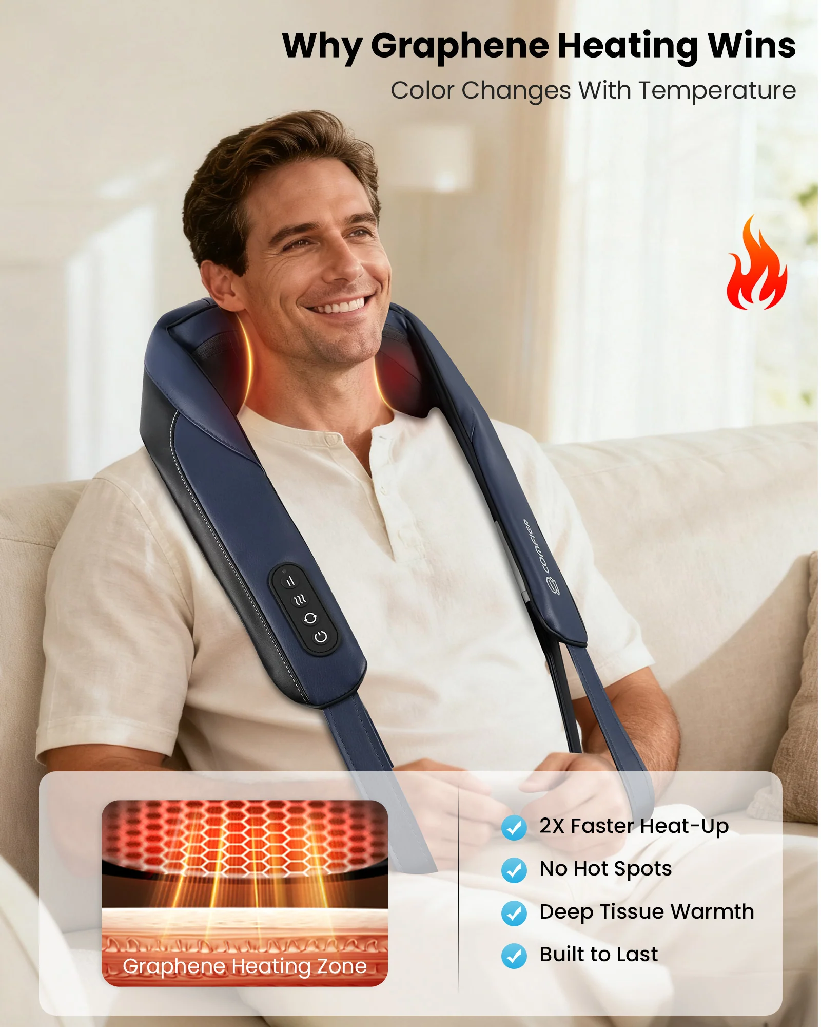 Cordless Neck and Shoulder Massager, Rechargeable Gifts - 6702 - Image 5