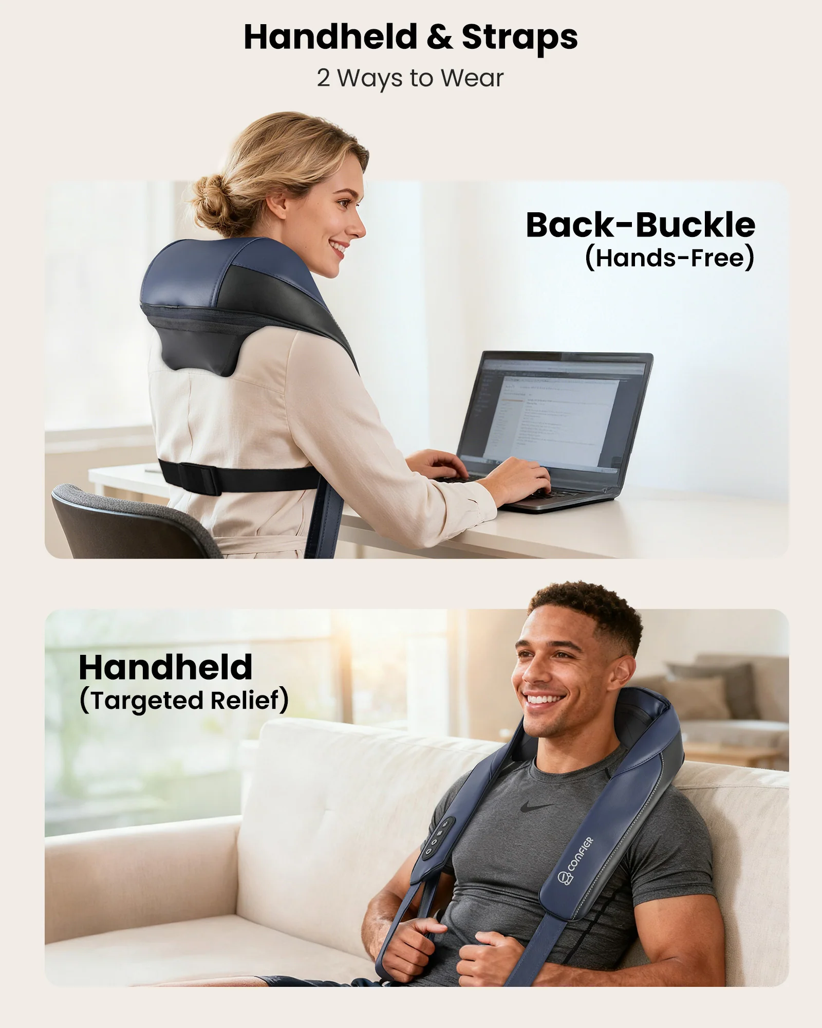 Cordless Neck and Shoulder Massager, Rechargeable Gifts - 6702 - Image 6