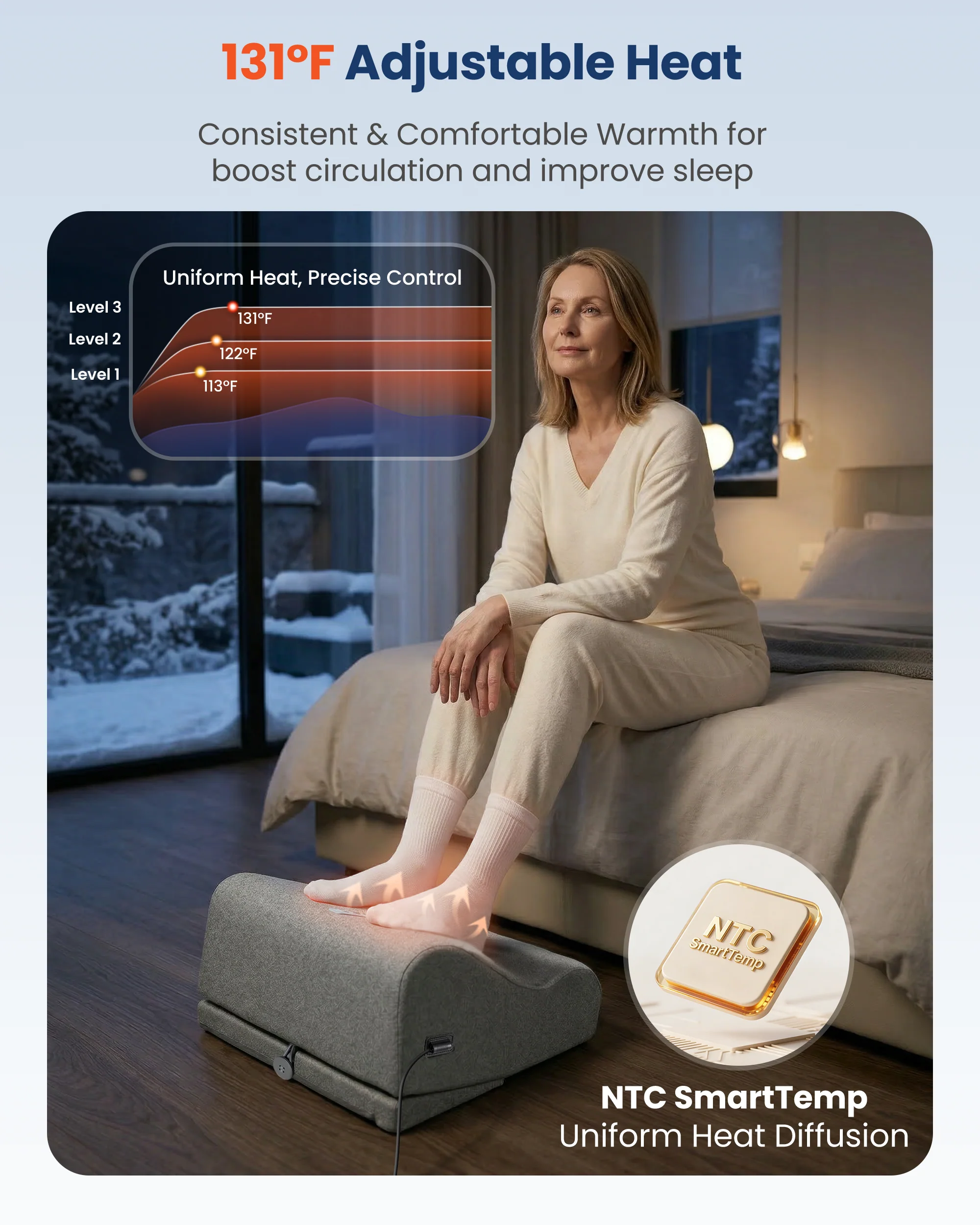 Ergonomic Heated Footrest with Vibration - 5502 - Image 5