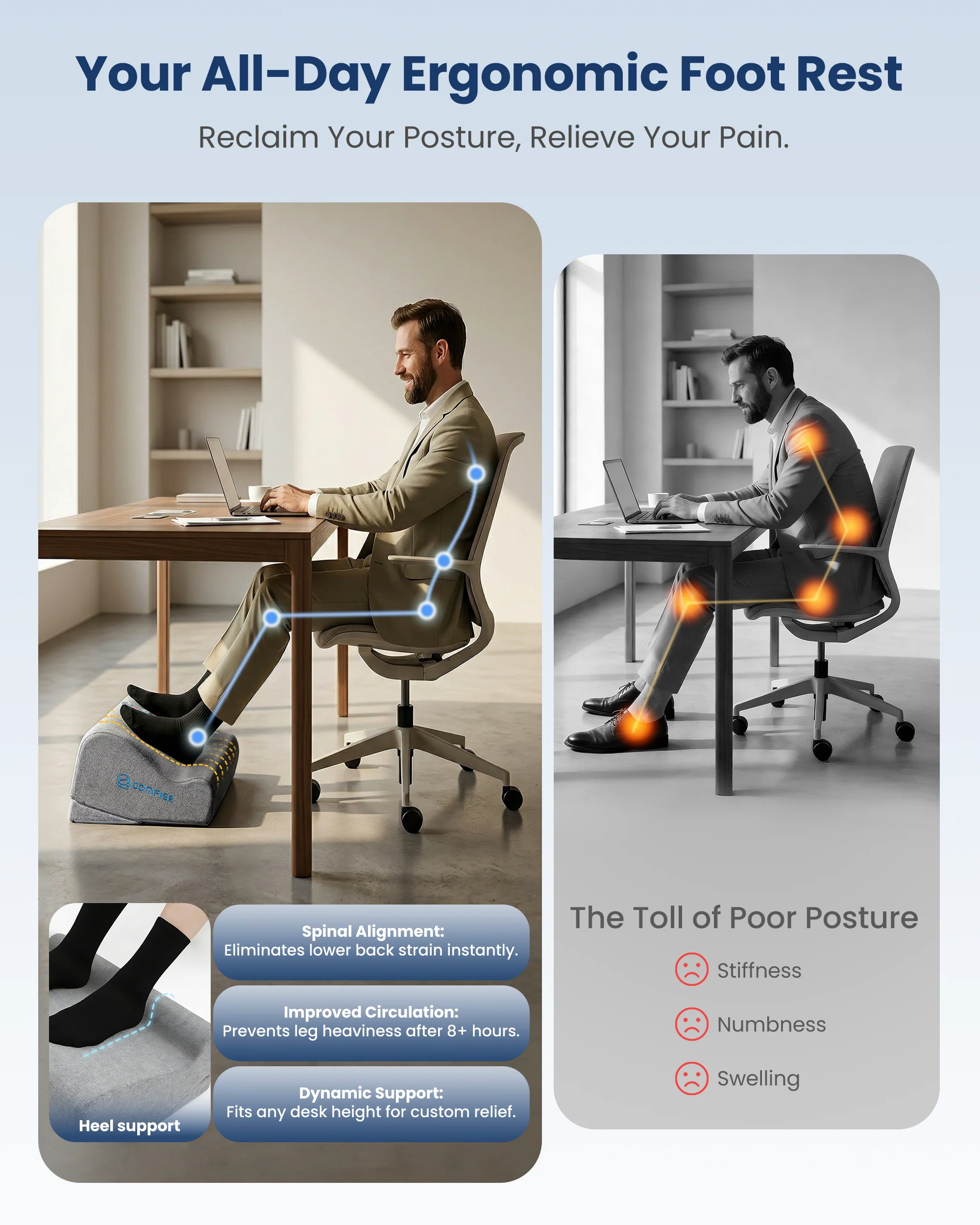 Ergonomic Heated Footrest with Vibration - 5502 - Image 7