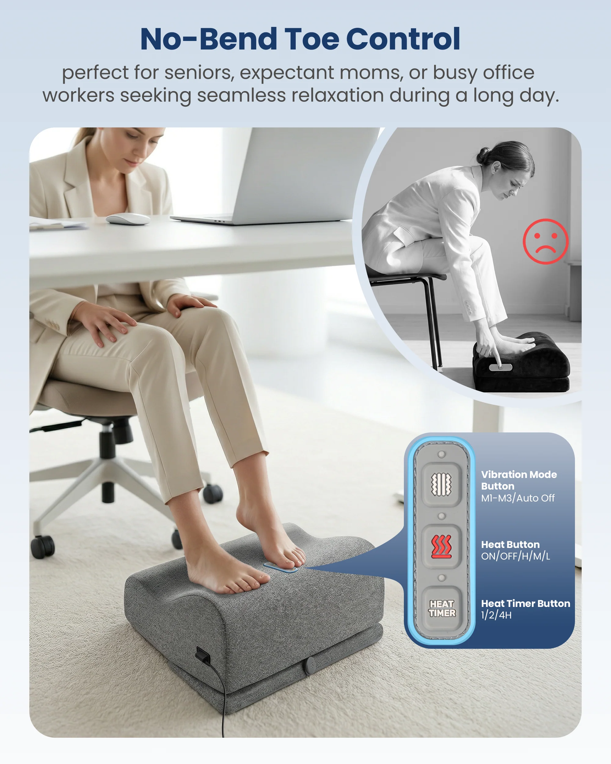 Ergonomic Heated Footrest with Vibration - 5502 - Image 8