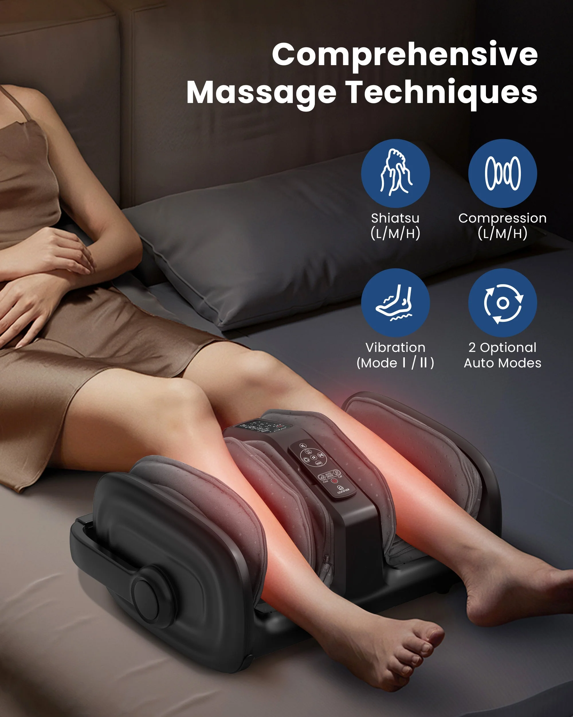 Foot Calf Massager with Heat, Squeeze & Vibration, Remote Control - 5416 - Image 3