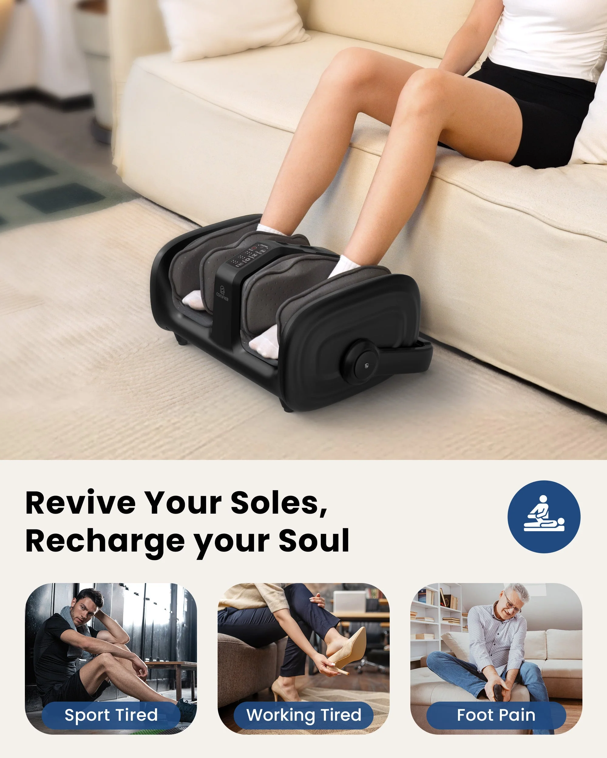 Foot Calf Massager with Heat, Squeeze & Vibration, Remote Control - 5416 - Image 5